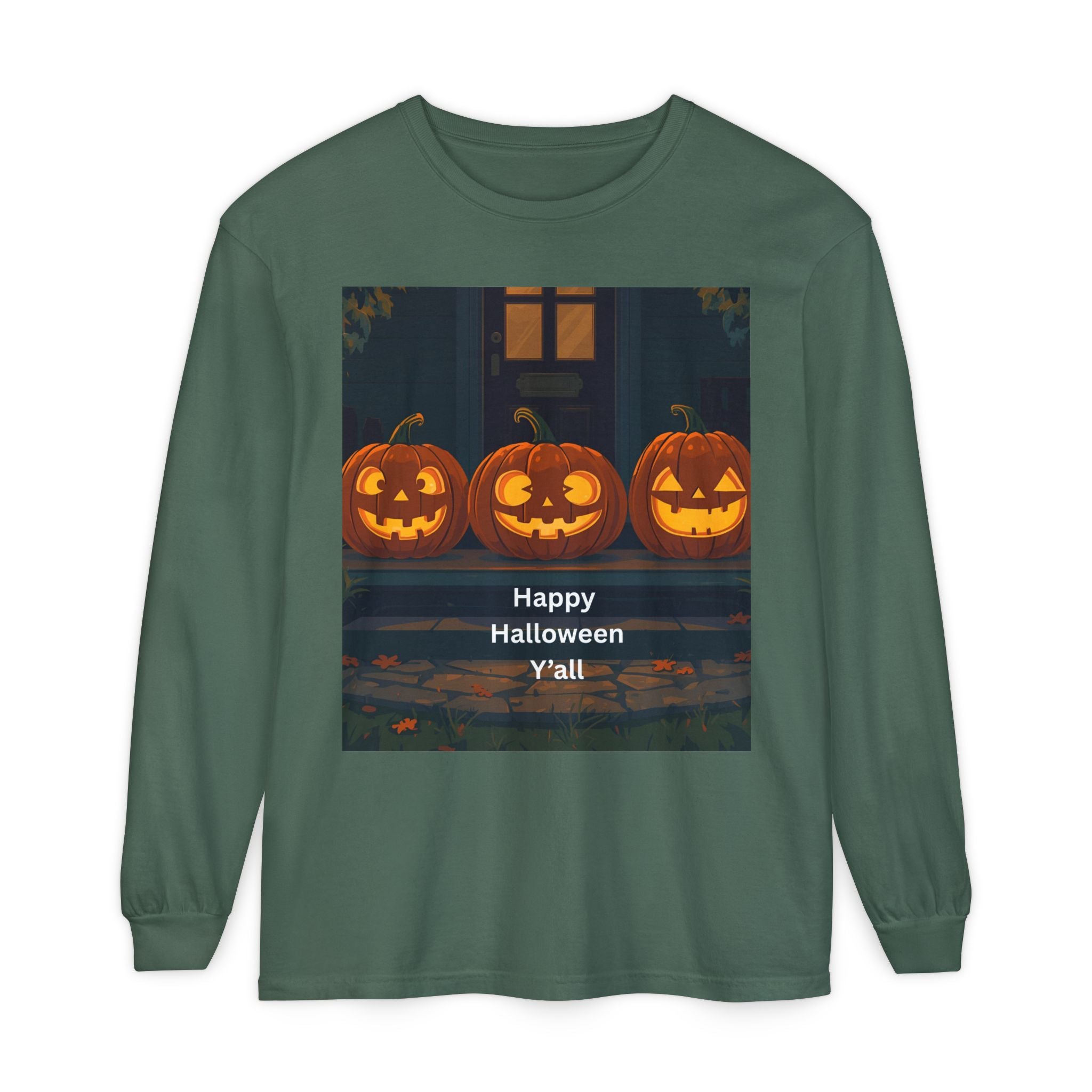 Halloween Pumpkin Long Sleeve T-Shirt, Fall Apparel, Comfortable Shirt, Unisex Halloween Tee, Seasonal Gift, Spooky Vibes