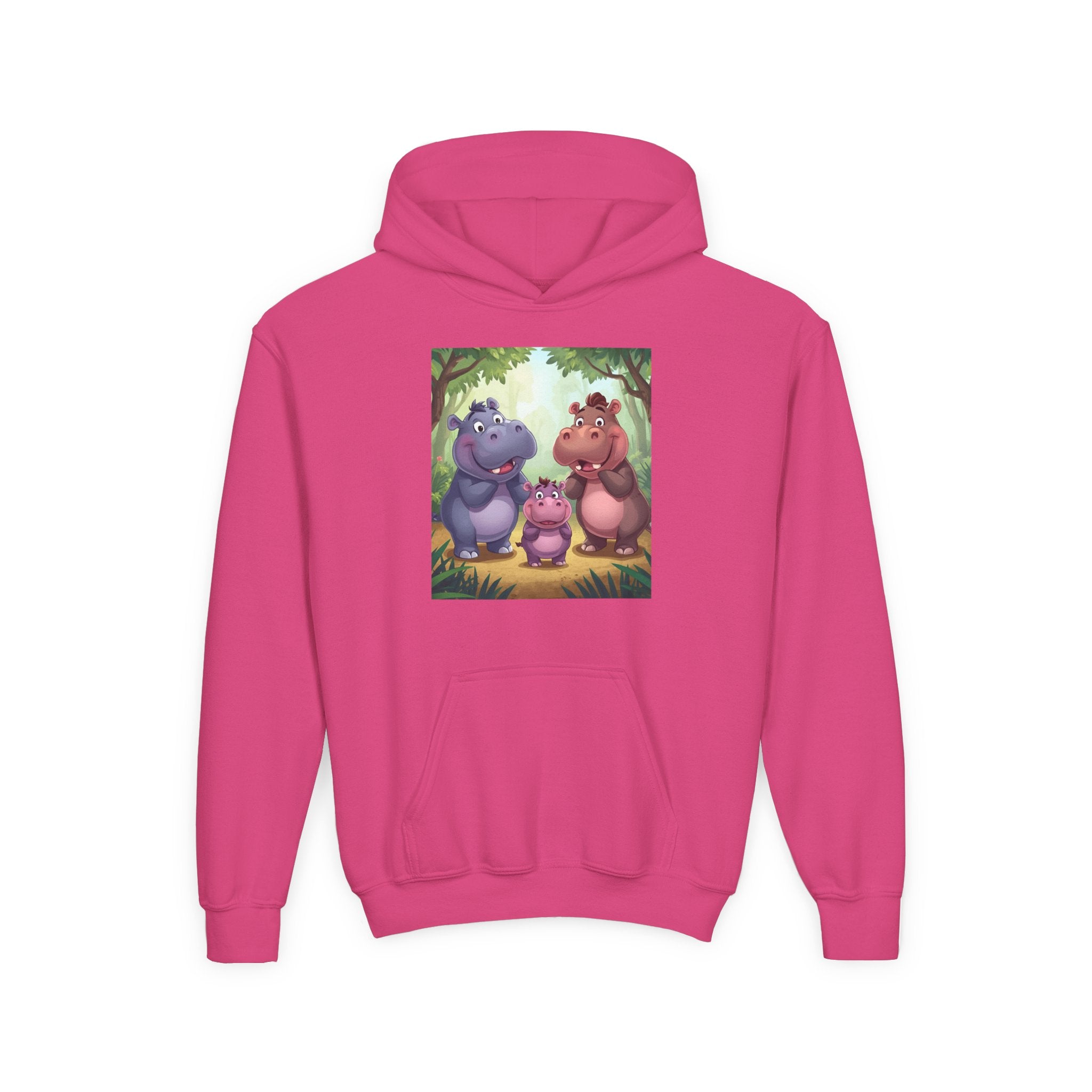 Hippo Cute Youth Heavy Blend Hooded Sweatshirt
