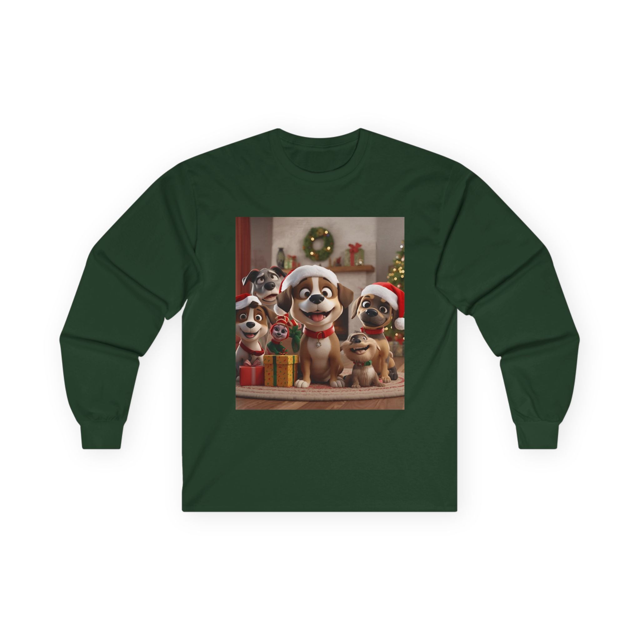 Cute Dog Christmas Long Sleeve Tee, Holiday Gift for Dog Lovers, Cozy Pet Apparel, Winter Wear, Fun Xmas T-shirt