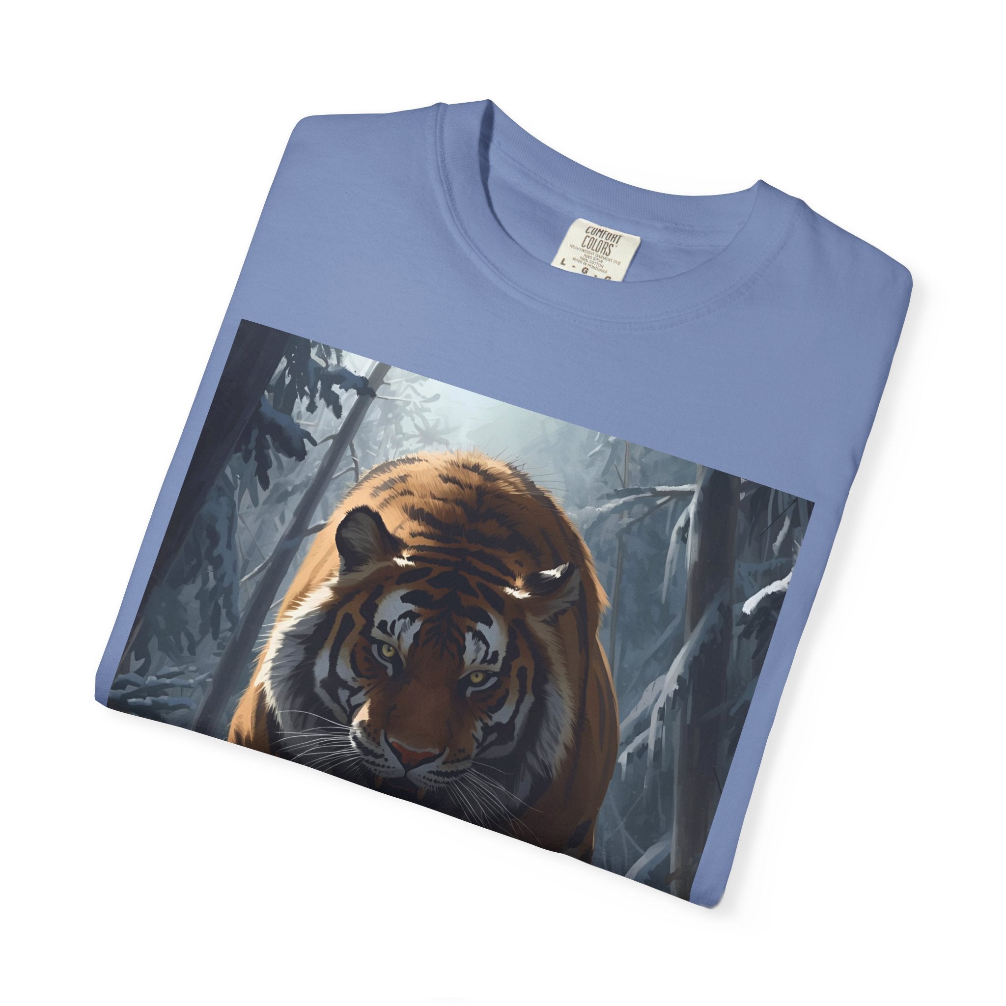 Fierce Tiger Roar Snow Graphic Tee, Eco-Friendly T-Shirt for Animal Lovers, Adventure Apparel, Gift for Wildlife Enthusiasts, Casual Wear