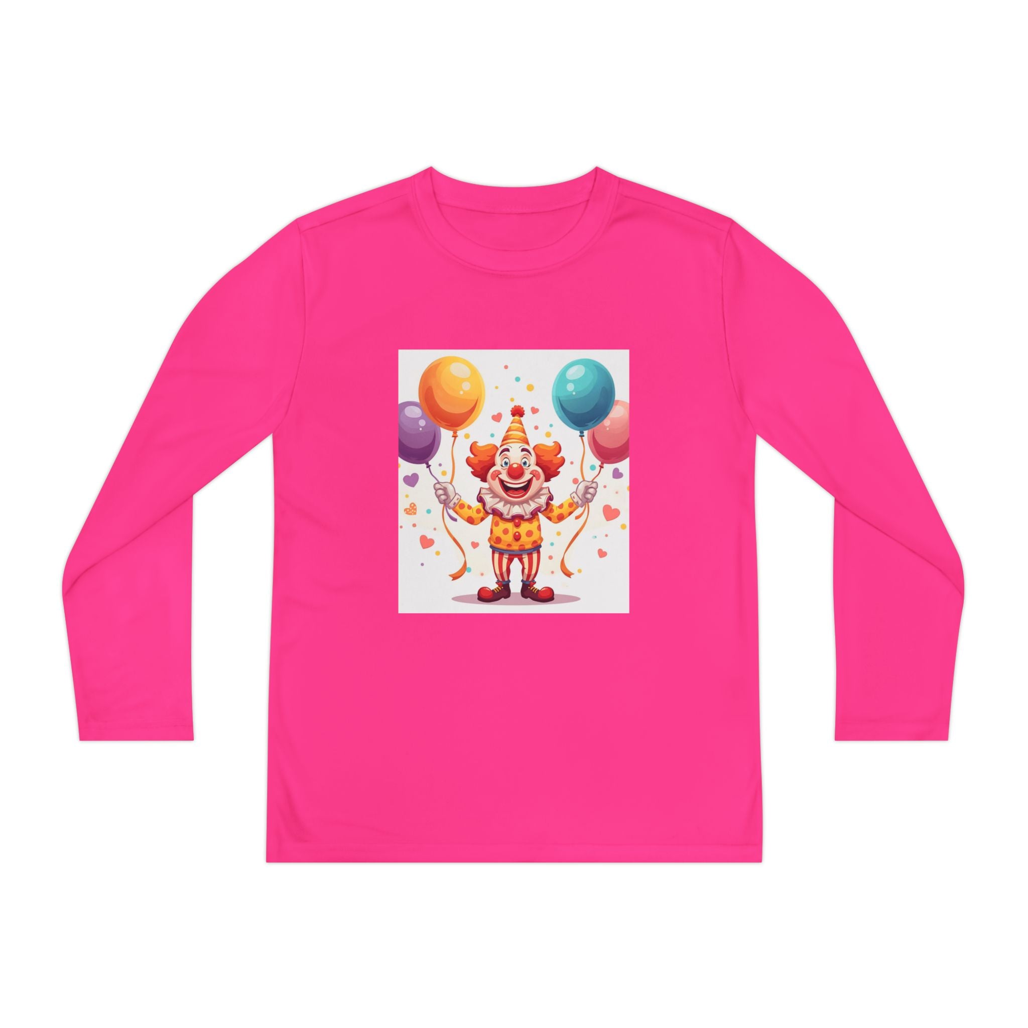 Birthday Clown With Balloons Youth Long Sleeve Competitor Tee