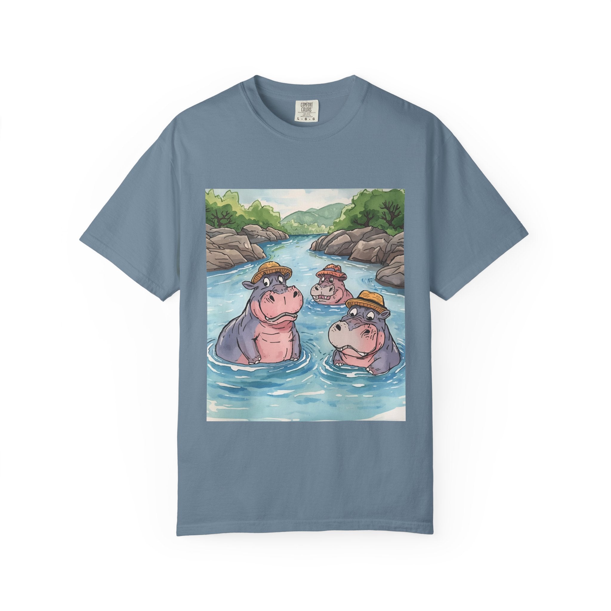 Hippo Adventure Unisex T-Shirt, Cute Animal Tee, Gift for Nature Lovers, Casual Wear, Birthday and Summer Vibe