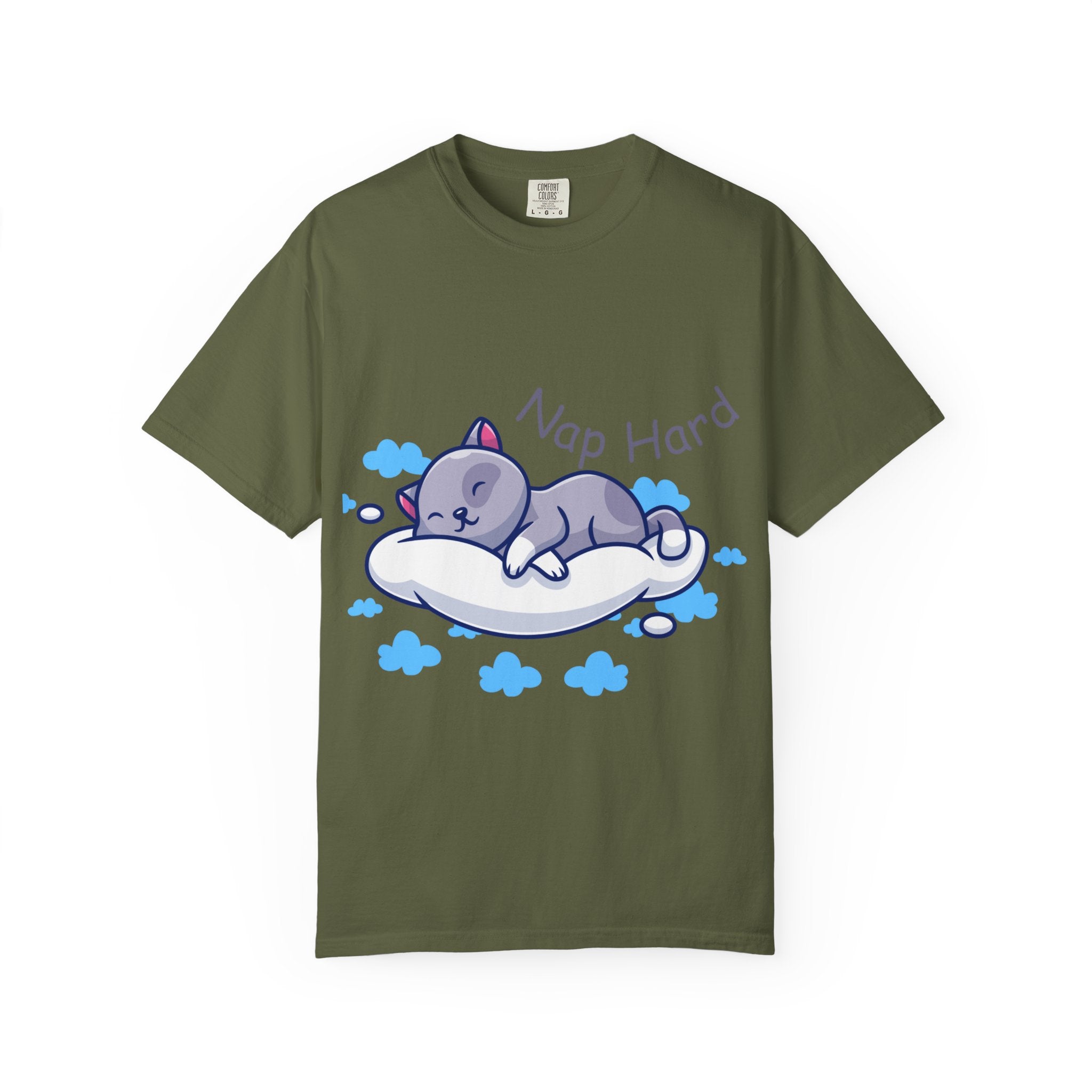 Cozy Cat Nap Hard Unisex Garment-Dyed T-shirt, Cat Lover Gift, Cozy Casual Tee, Funny Nap Shirt, Perfect for Pet Owners, Lightweight Summer Top