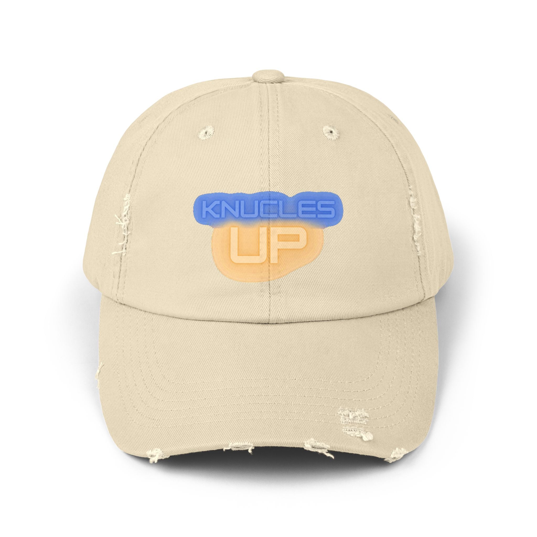 Knuckles Up Unisex Distressed Cap with Knuckles Up Design, Trendy Baseball Hat, Casual Outdoor Accessory, Gift for Him or Her, Streetwear Essential