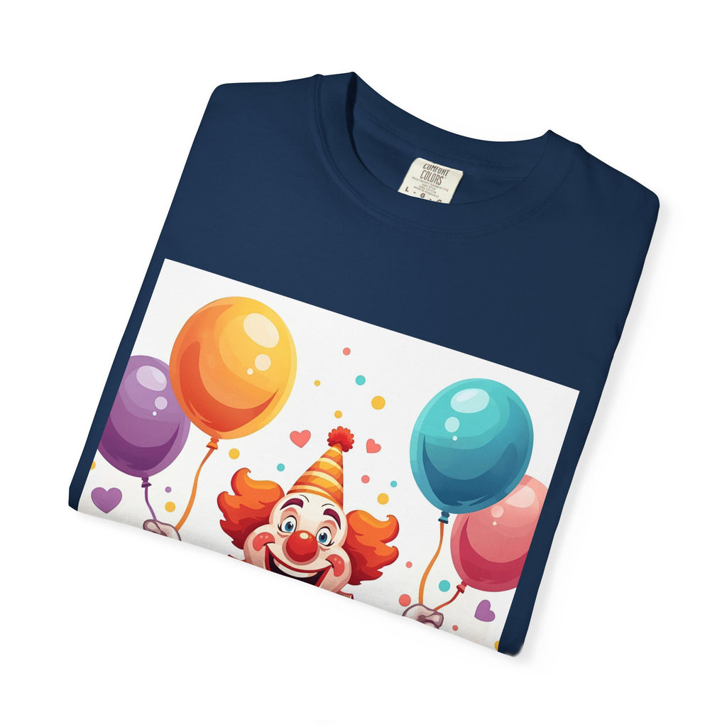 Colorful Clown Balloon T-Shirt, Fun Graphic Tee, Unisex party shirt, Circus themed apparel, Birthday gift for kids
