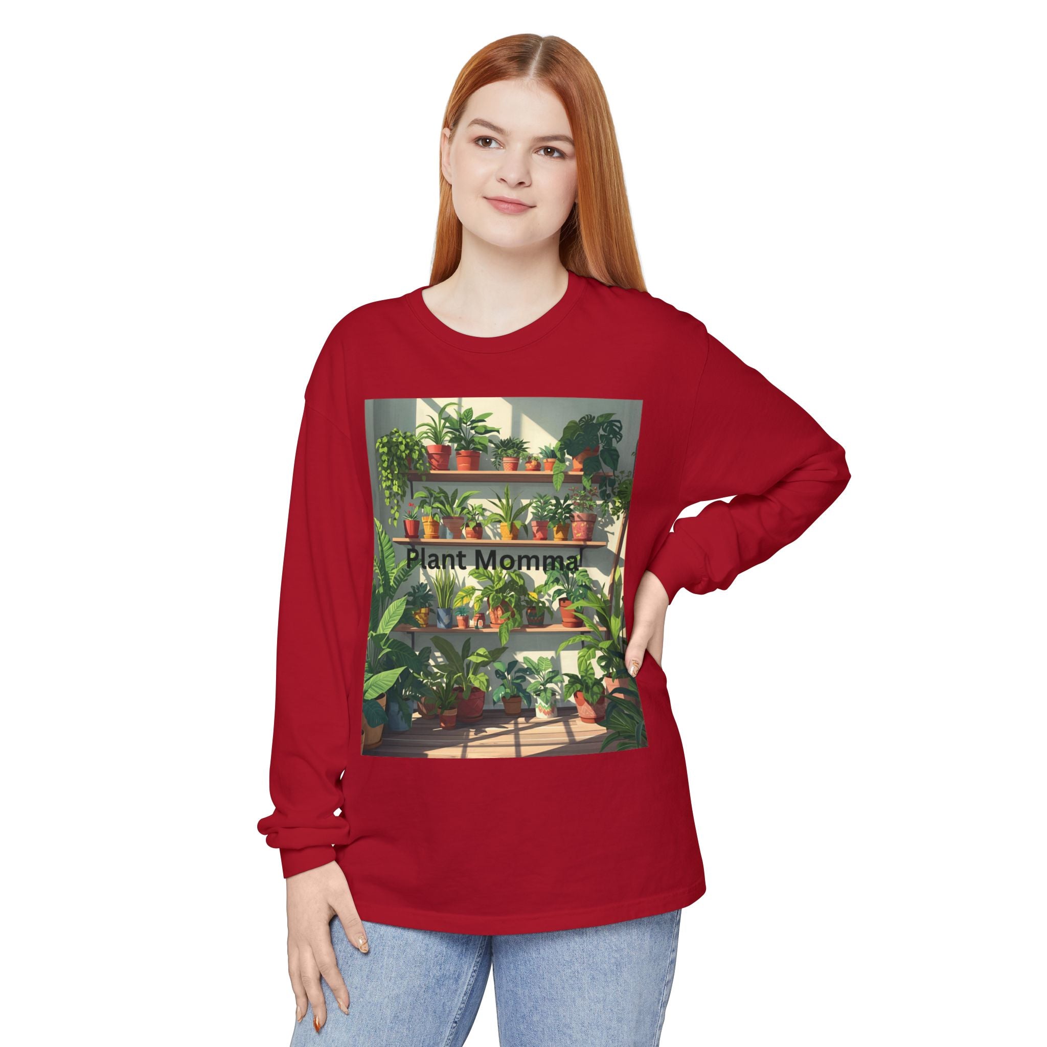 Plant Momma Long Sleeve T-Shirt, Perfect for Plant Lovers, Gardening Gifts, Eco-friendly Fashion, Casual Wear, Spring Celebrations