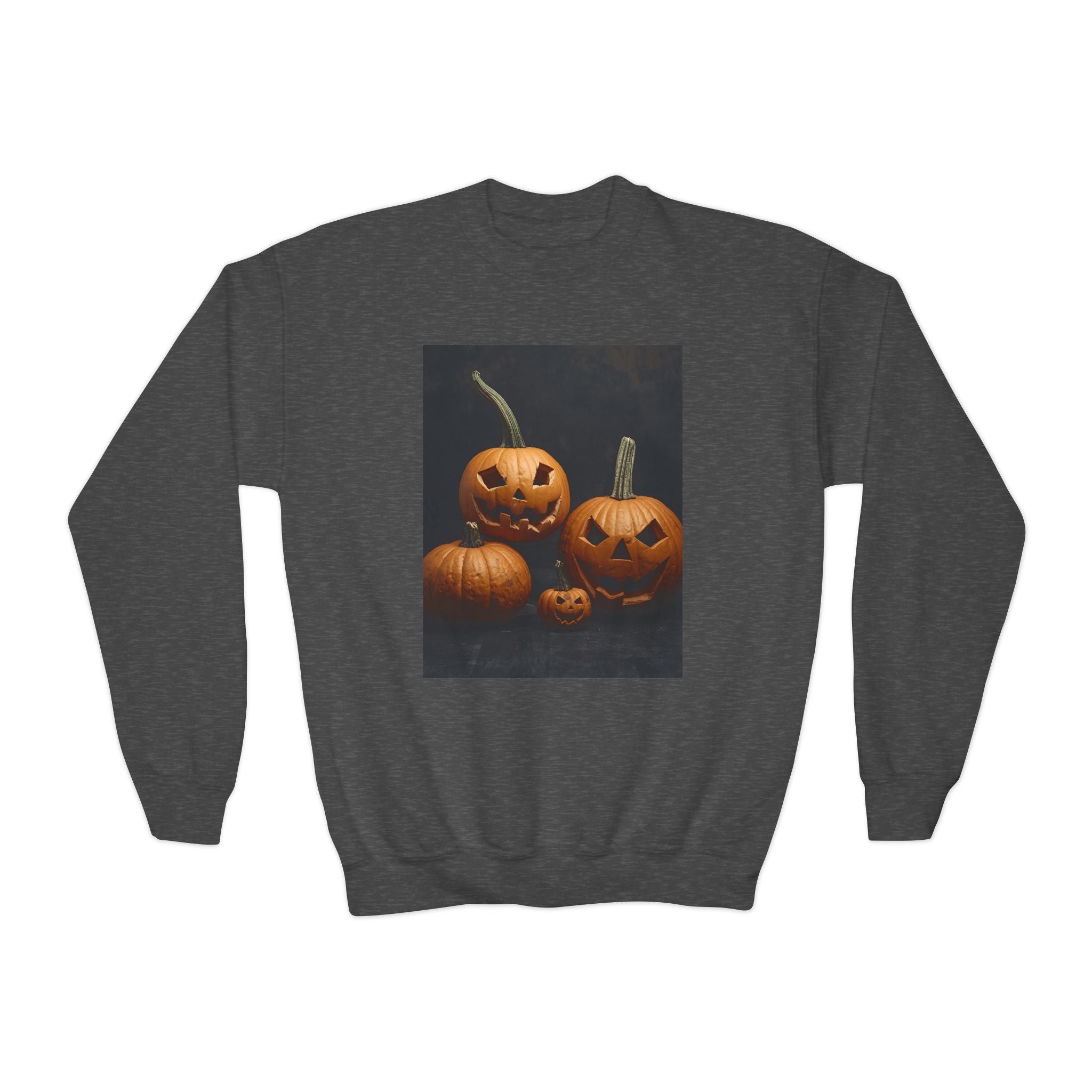 Spooky Halloween Pumpkin Youth Crewneck Sweatshirt