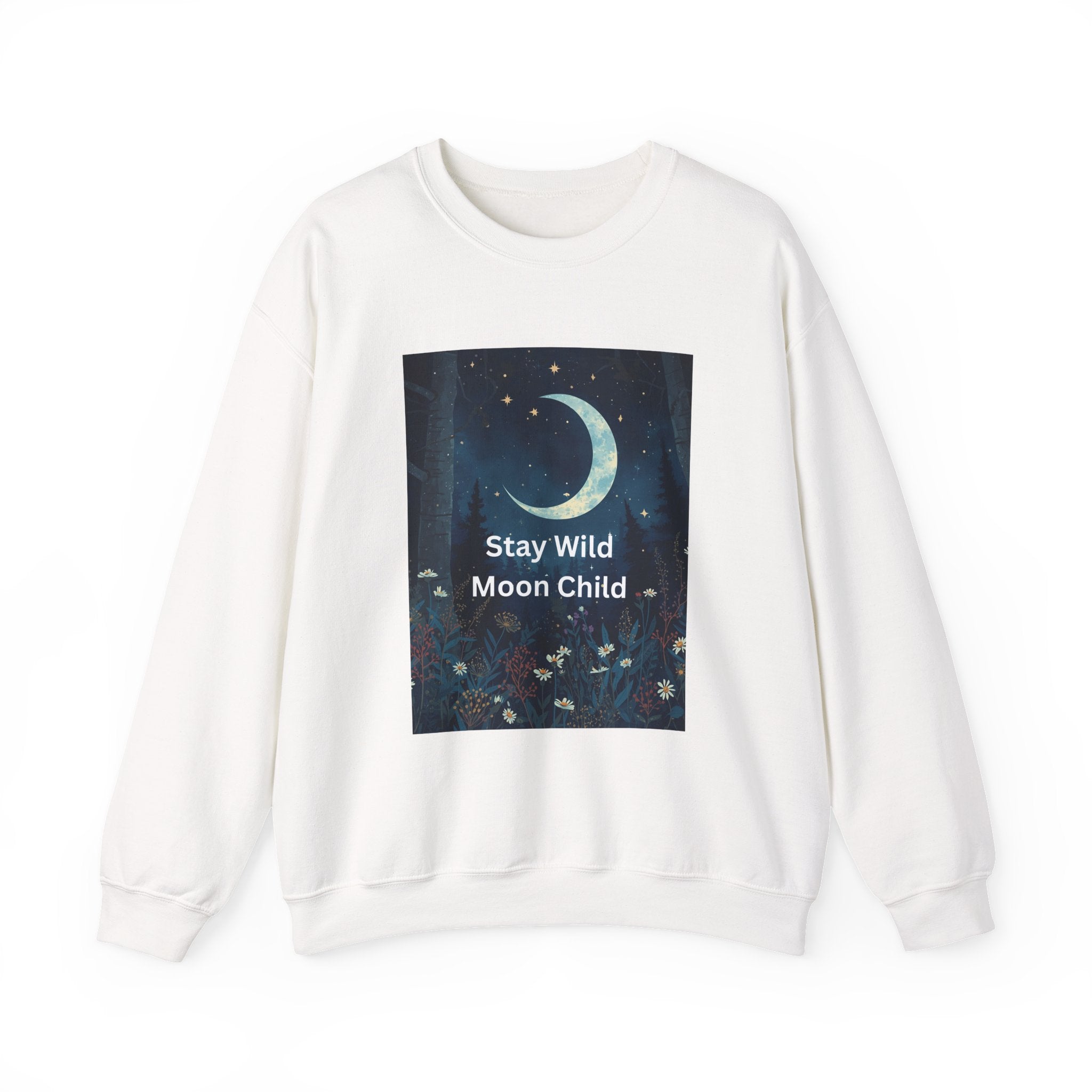 Stay Wild Moon Child Sweatshirt | Cozy Unisex Crewneck | Perfect for Nature Lovers, Festival Goers, and Everyday Comfort