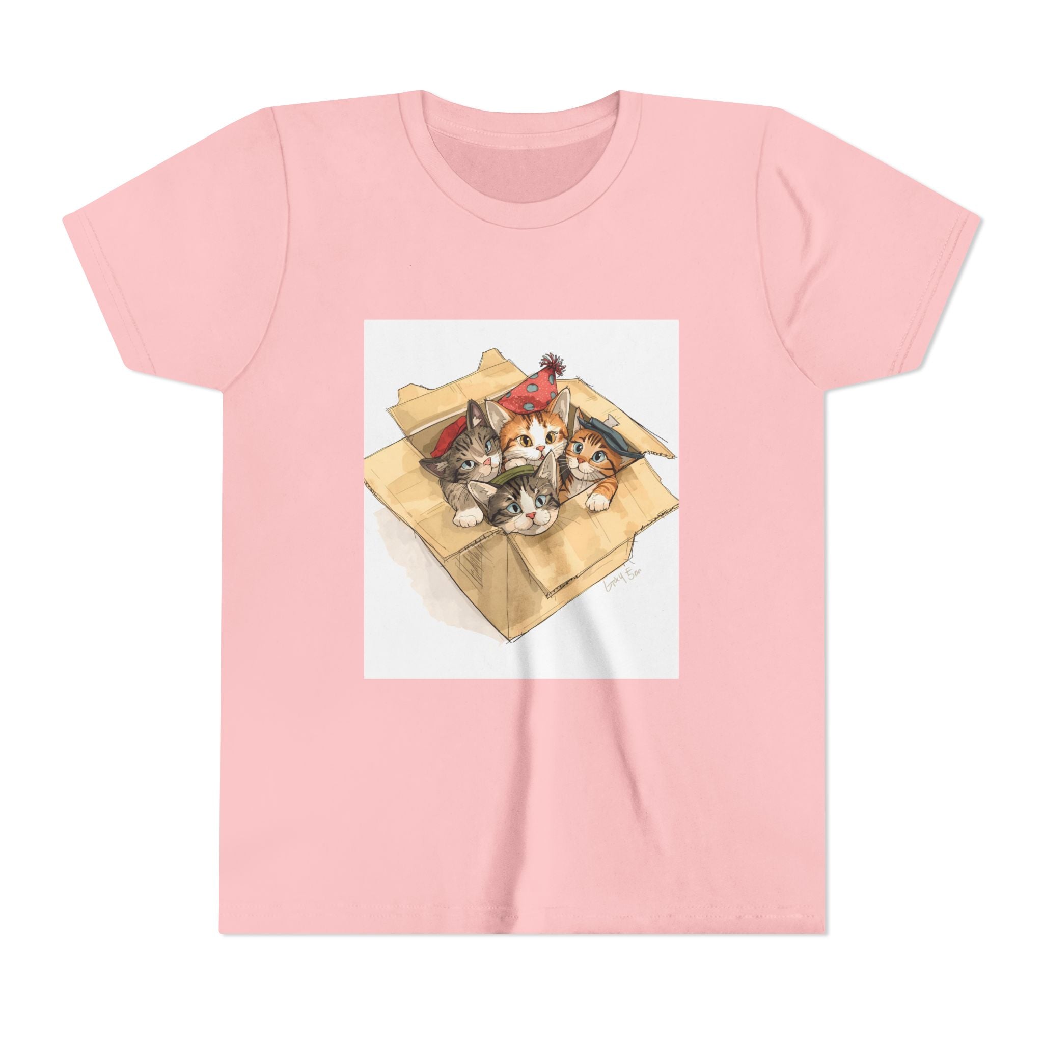 Cute Kittens In Box Youth Short Sleeve Tee