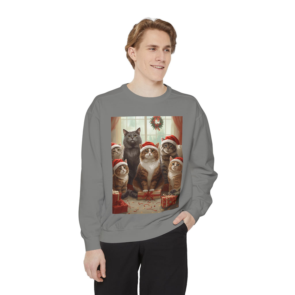 Cozy Holiday Cat Sweatshirt, Festive Sweatshirt for Cat Lovers, Christmas Gift for Pet Owners, Cute Cat Apparel, Winter Wardrobe Essential