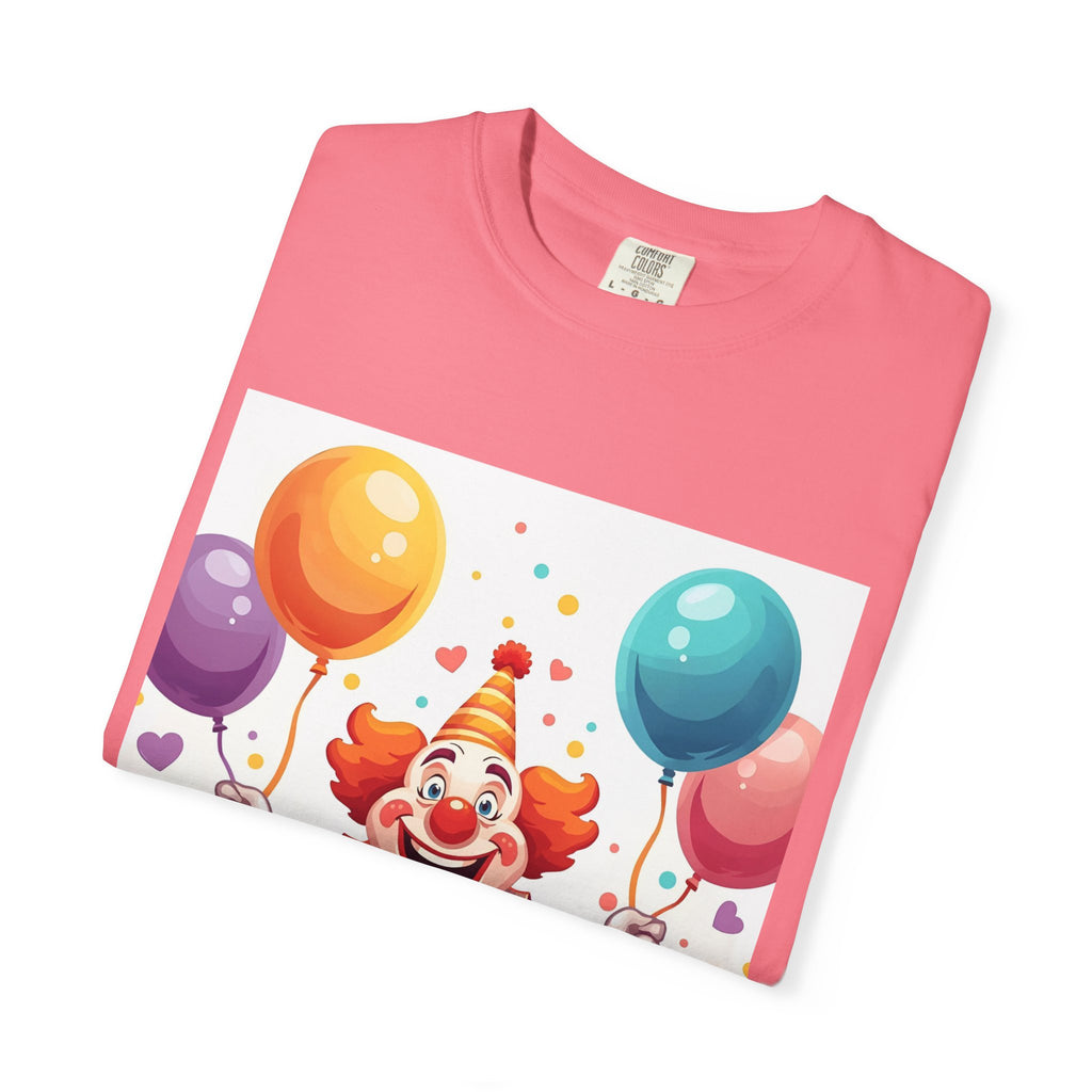 Colorful Clown Balloon T-Shirt, Fun Graphic Tee, Unisex party shirt, Circus themed apparel, Birthday gift for kids
