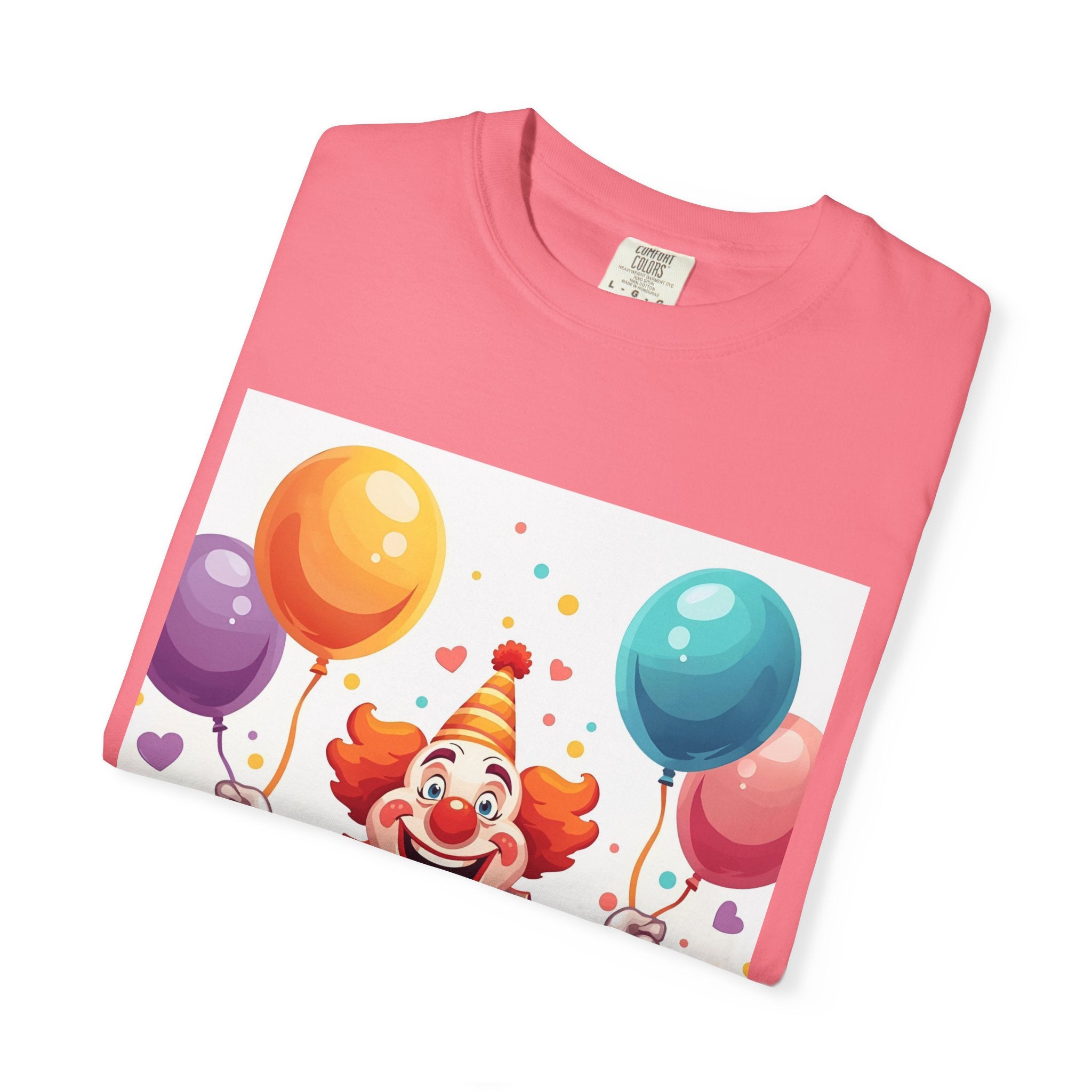 Colorful Clown Balloon T-Shirt, Fun Graphic Tee, Unisex party shirt, Circus themed apparel, Birthday gift for kids