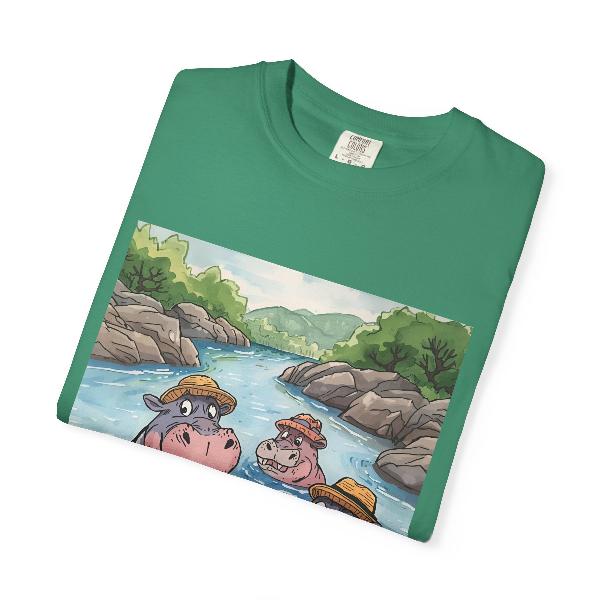 Hippo Adventure Unisex T-Shirt, Cute Animal Tee, Gift for Nature Lovers, Casual Wear, Birthday and Summer Vibe