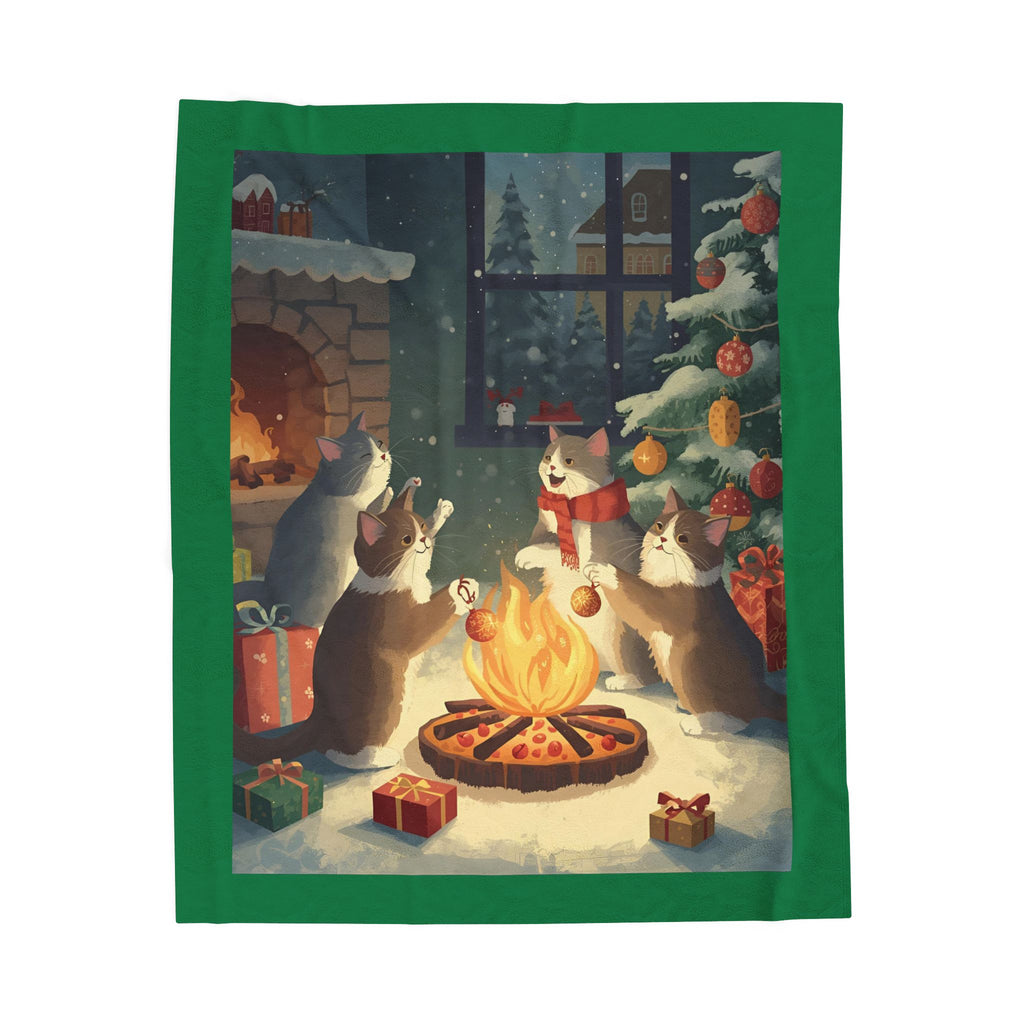 Cute Christmas Cats Velveteen Plush Blanket
