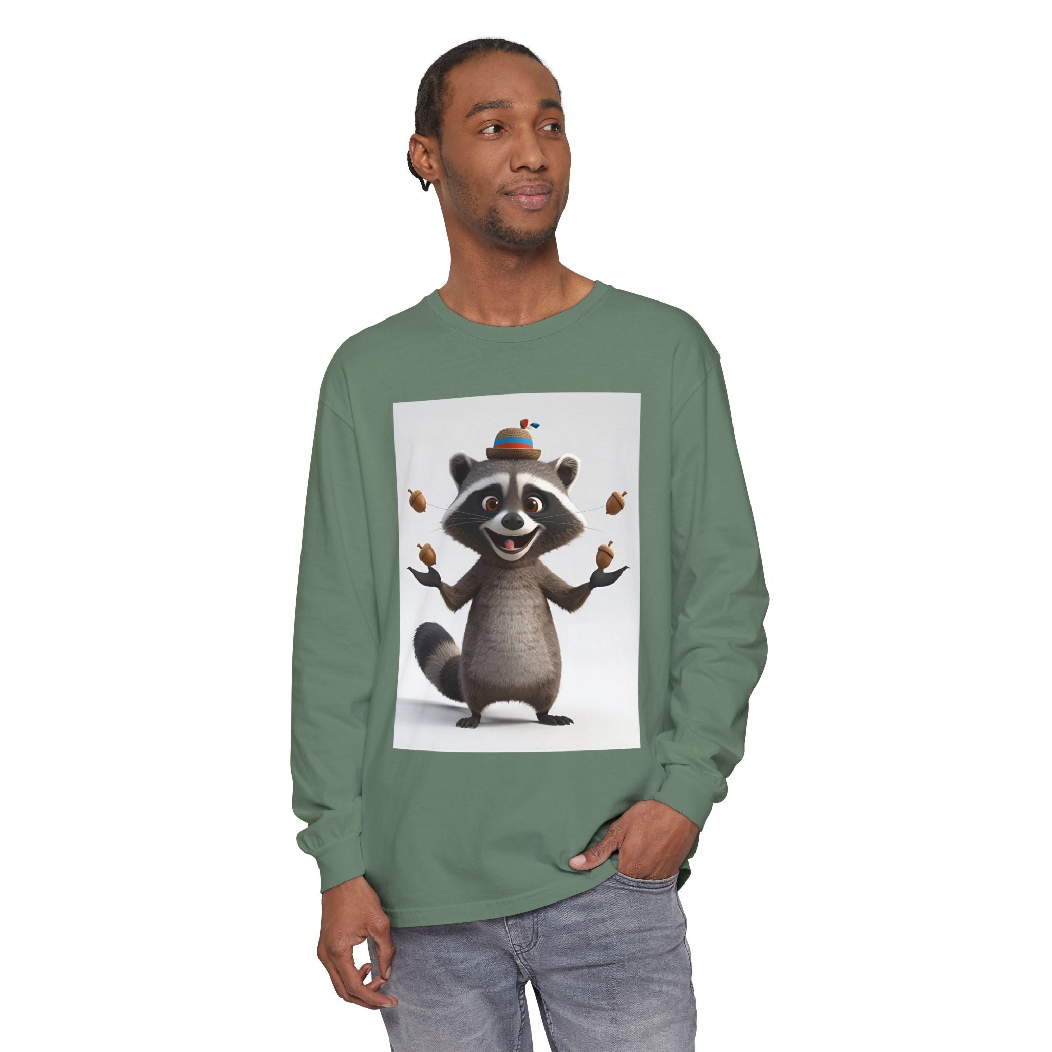 Raccoon Unisex Garment-dyed Long Sleeve T-Shirt