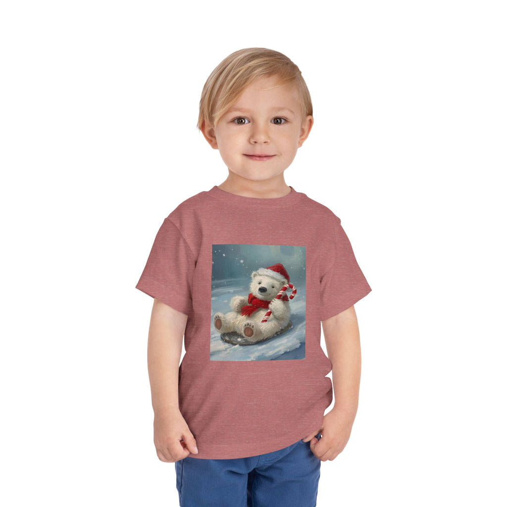 Cute Christmas Bear Toddler Short Sleeve Tee