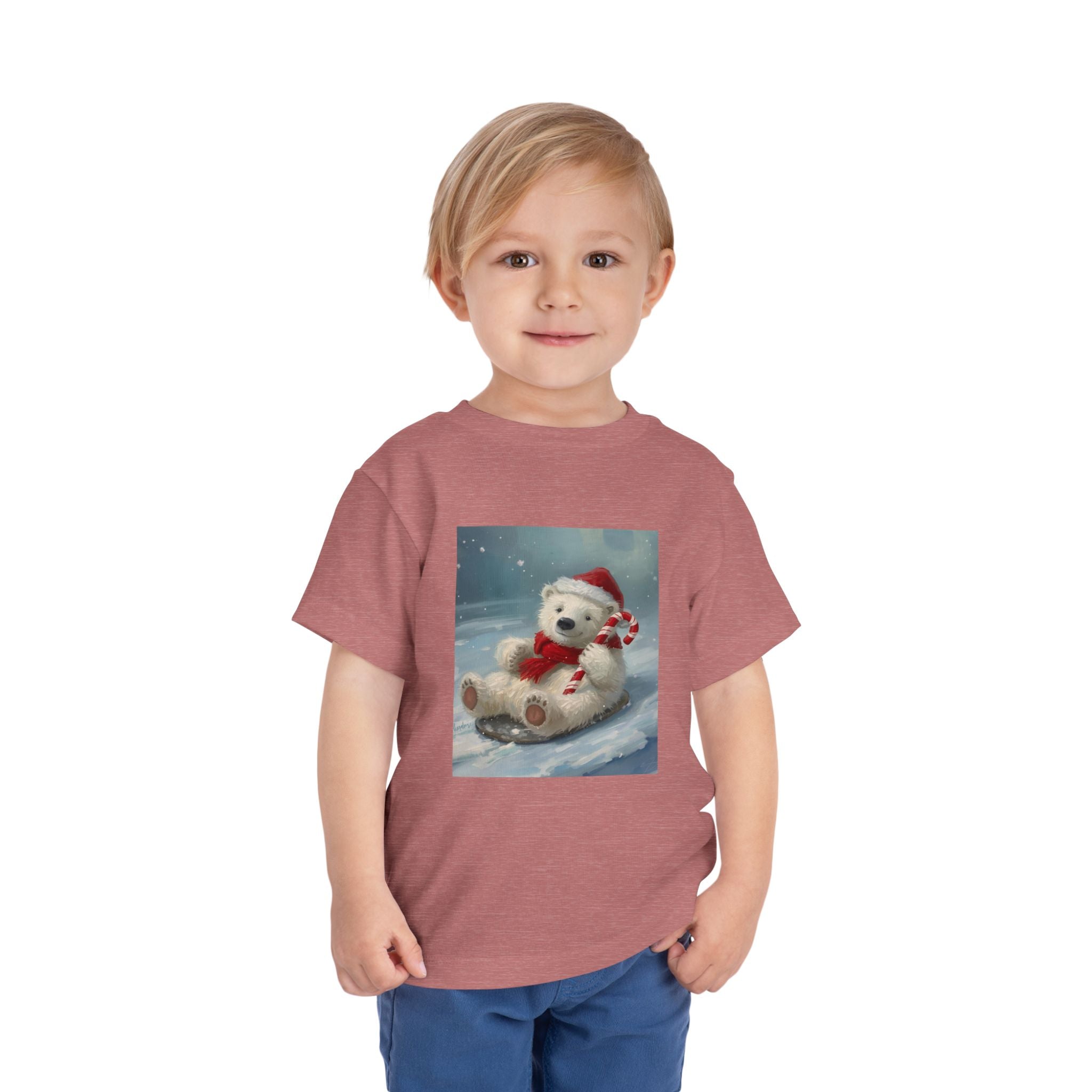 Cute Christmas Bear Toddler Short Sleeve Tee
