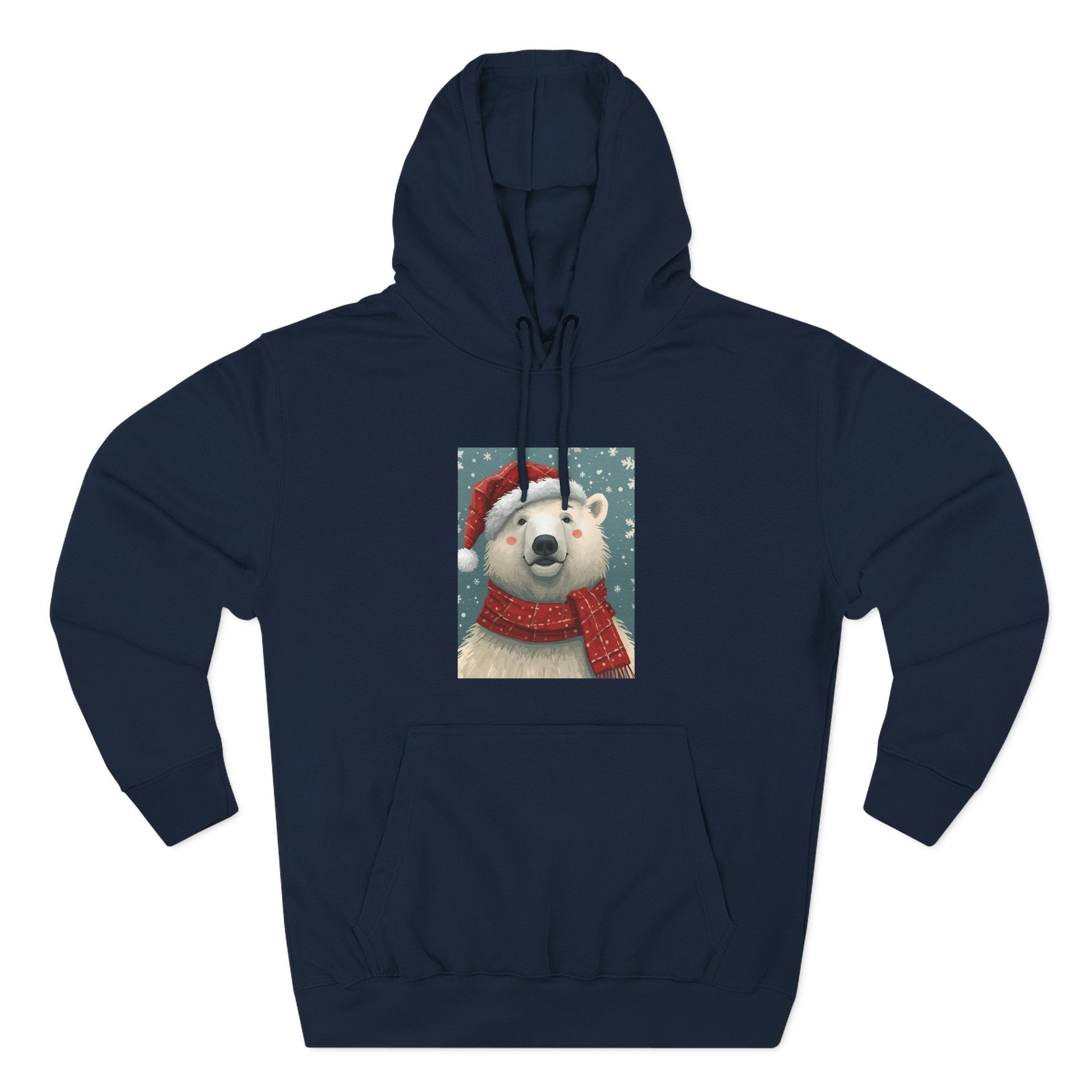 Cozy Polar Bear Holiday Hoodie, Winter Fleece Sweatshirt, Christmas Gift, Cute Animal Hoodie, Festive Apparel, Seasonal Wear