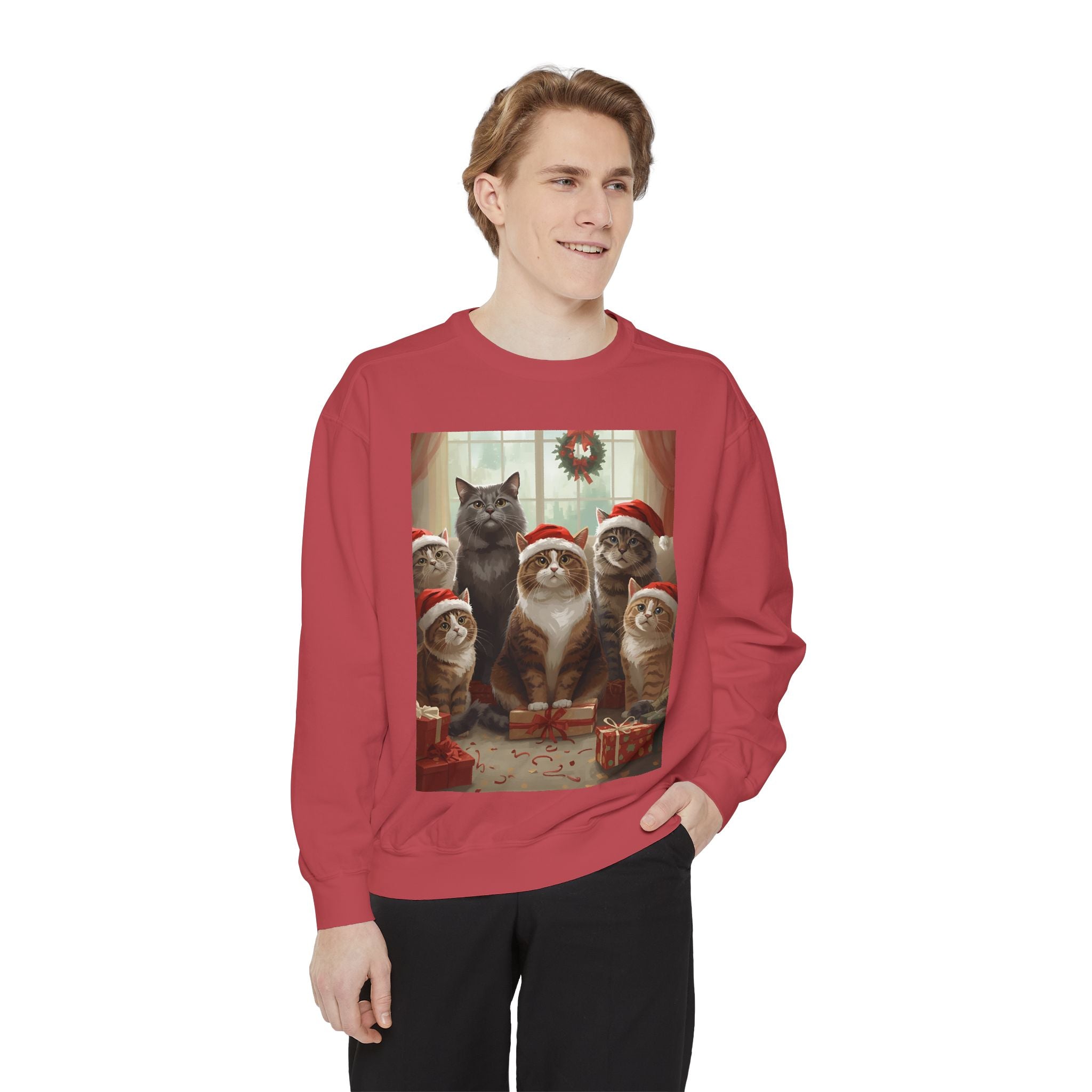 Cozy Holiday Cat Sweatshirt, Festive Sweatshirt for Cat Lovers, Christmas Gift for Pet Owners, Cute Cat Apparel, Winter Wardrobe Essential