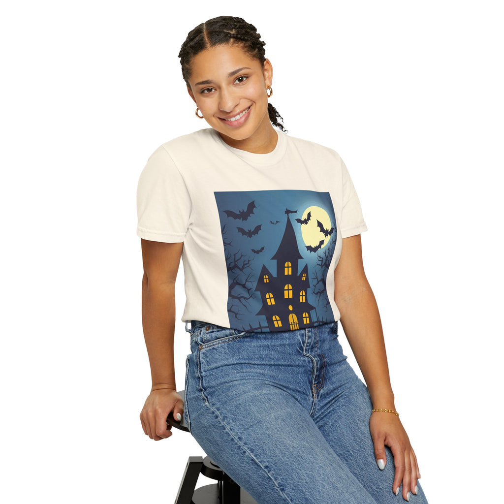 Haunted House T-Shirt, Spooky Halloween Tee, Unisex Shirt, Fall Apparel, Ghostly Graphic Tee, October Celebration Outfit
