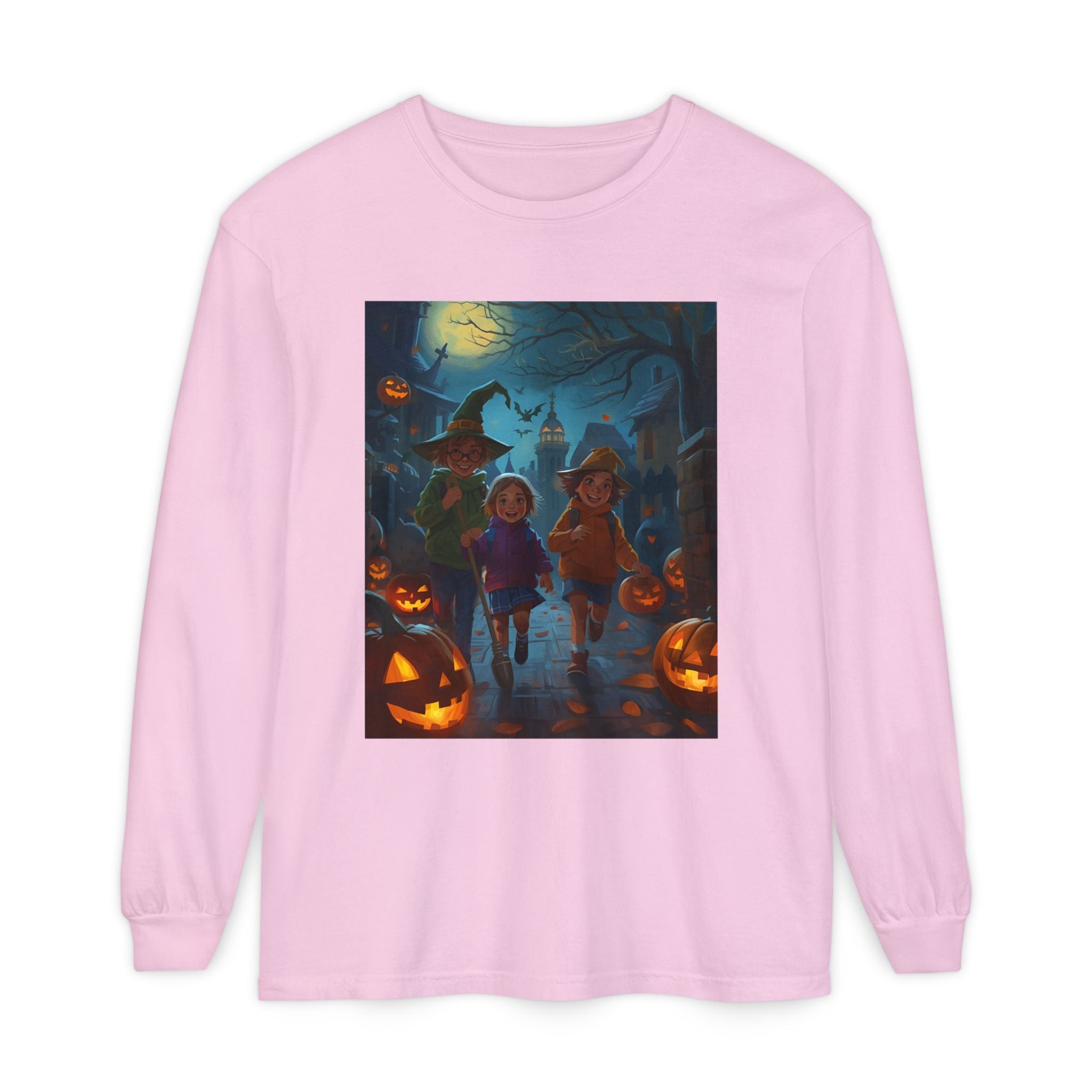 Halloween Themed Unisex Long Sleeve T-Shirt, Spooky Autumn Apparel, Trick-or-Treat Shirt, Fall Fashion, Casual Halloween Outfits