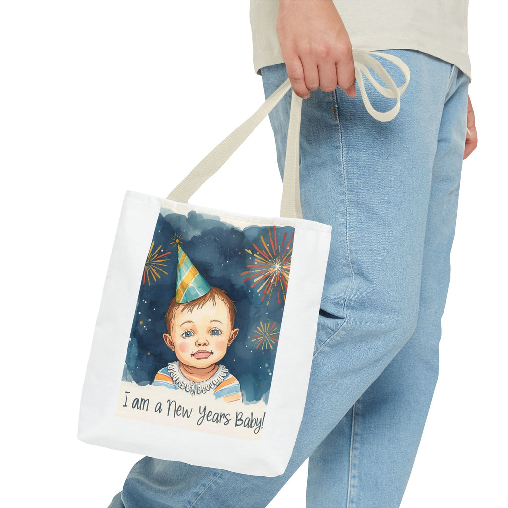 New Year's Baby Tote Bag, Cute Baby Gift, Celebration Bag, New Year Party Accessory, AOP Design, Family Gathering