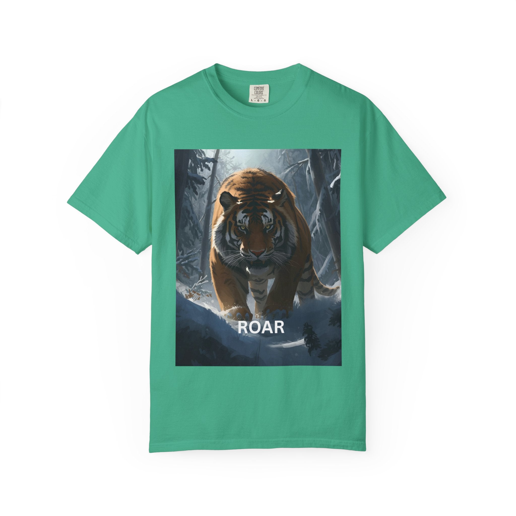 Tiger Roar Snow Unisex T-Shirt, Animal Lover Gift, Wildlife Tee, Casual Wear, Adventure Shirt, Nature Inspired Apparel