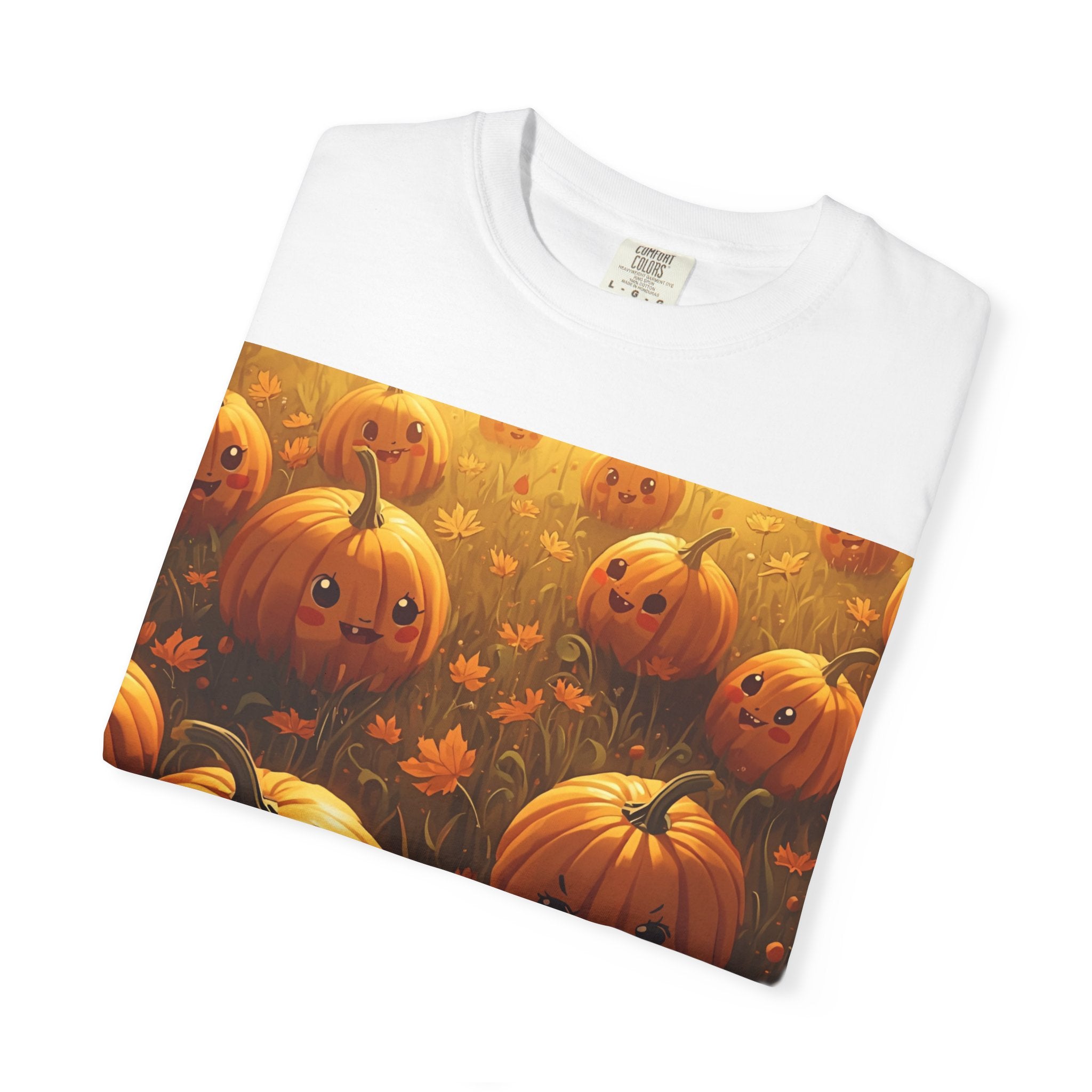 Cute Pumpkin Graphic T-Shirt, Fall Fashion, Halloween Tee, Autumn Wear, Unisex Garment-Dyed Shirt, Seasonal Gift