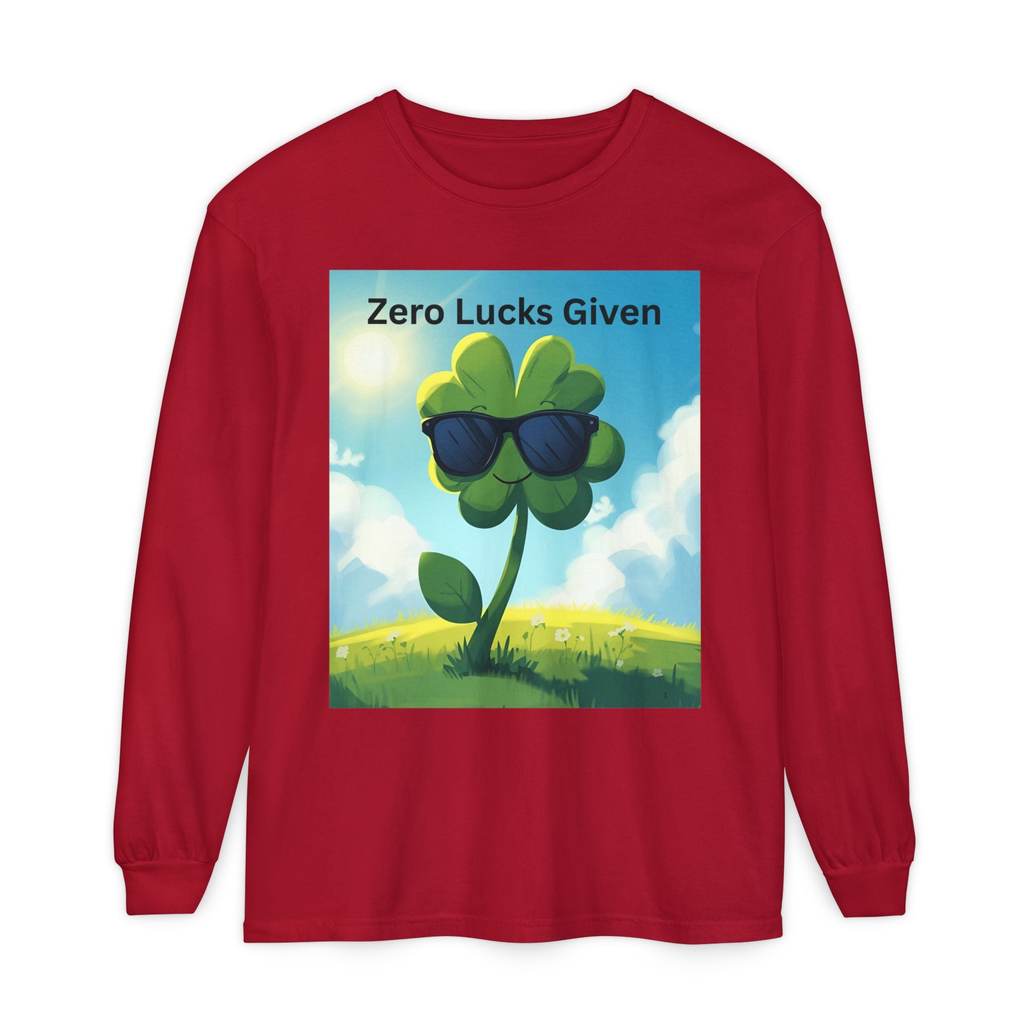 Zero Lucks Given Unisex Garment-dyed Long Sleeve T-Shirt