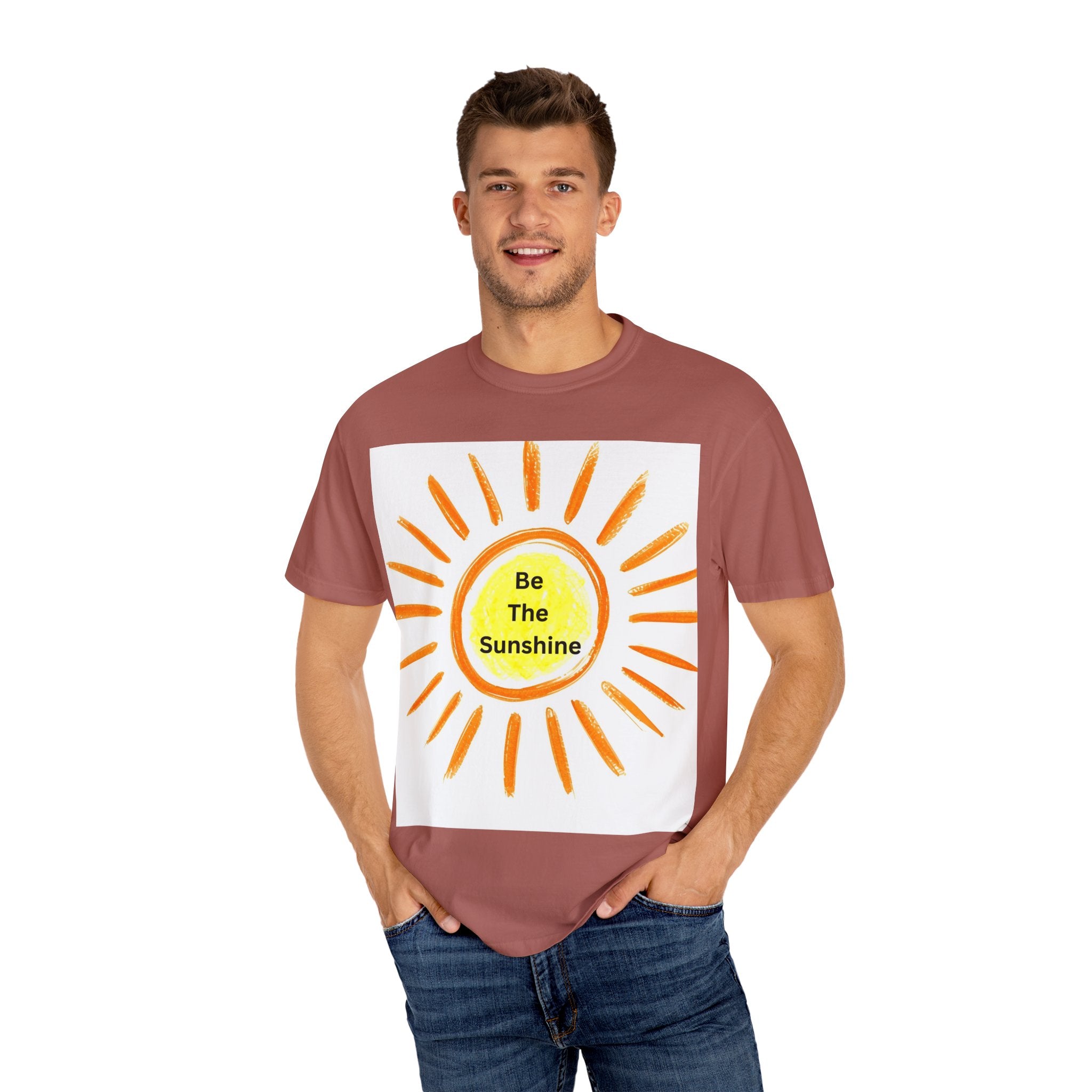 Be The Sunshine Unisex Garment-Dyed T-shirt, Summer Tee, Gift for Her, Cheerful Graphic Shirt, Fun Casual Wear, Sunshine Lover Apparel