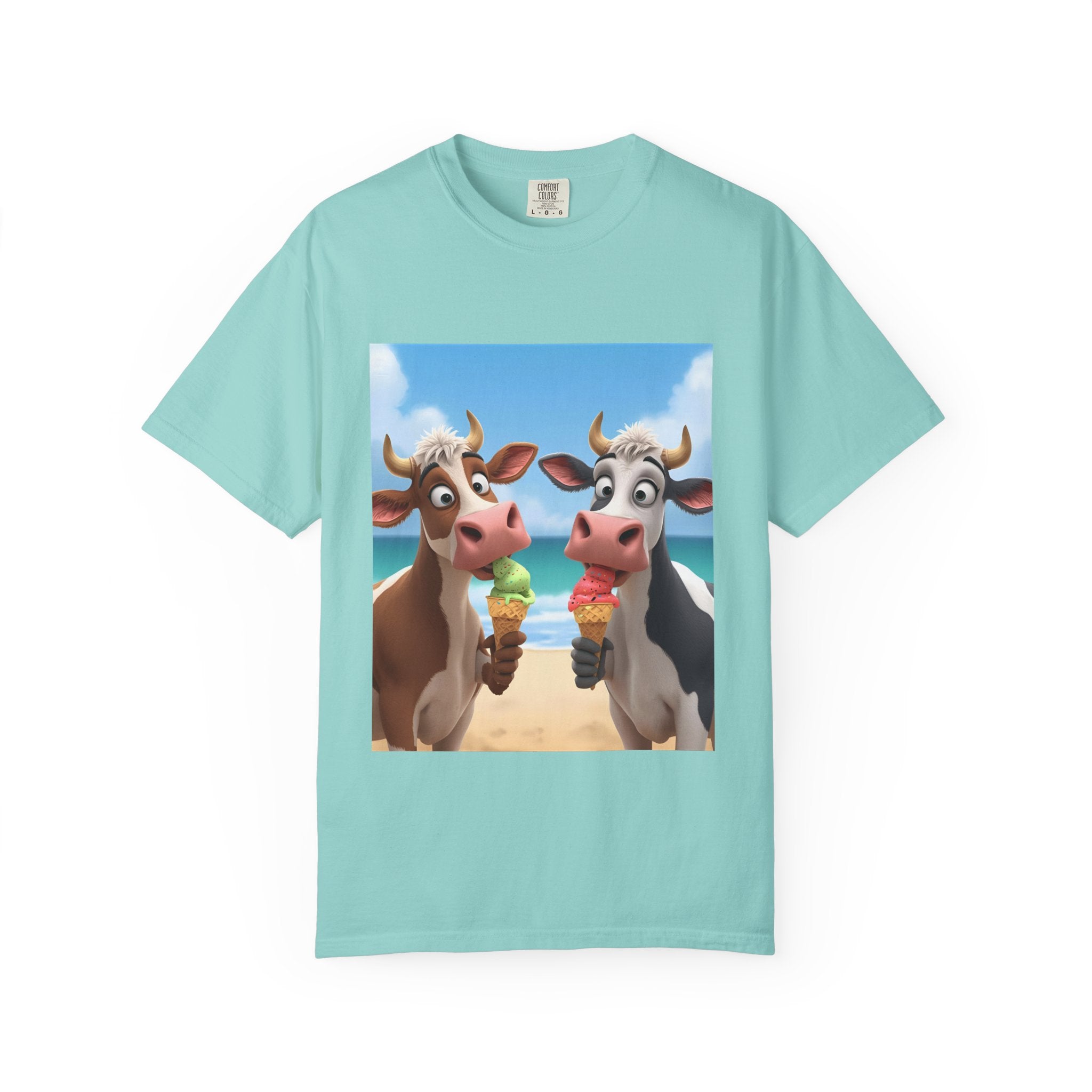 Cute Cow Ice Cream T-Shirt, Fun Summer Tee, Animal Lover Gift, Unisex Casual Top, Beach Vibes Apparel, Cute Gift for Friends