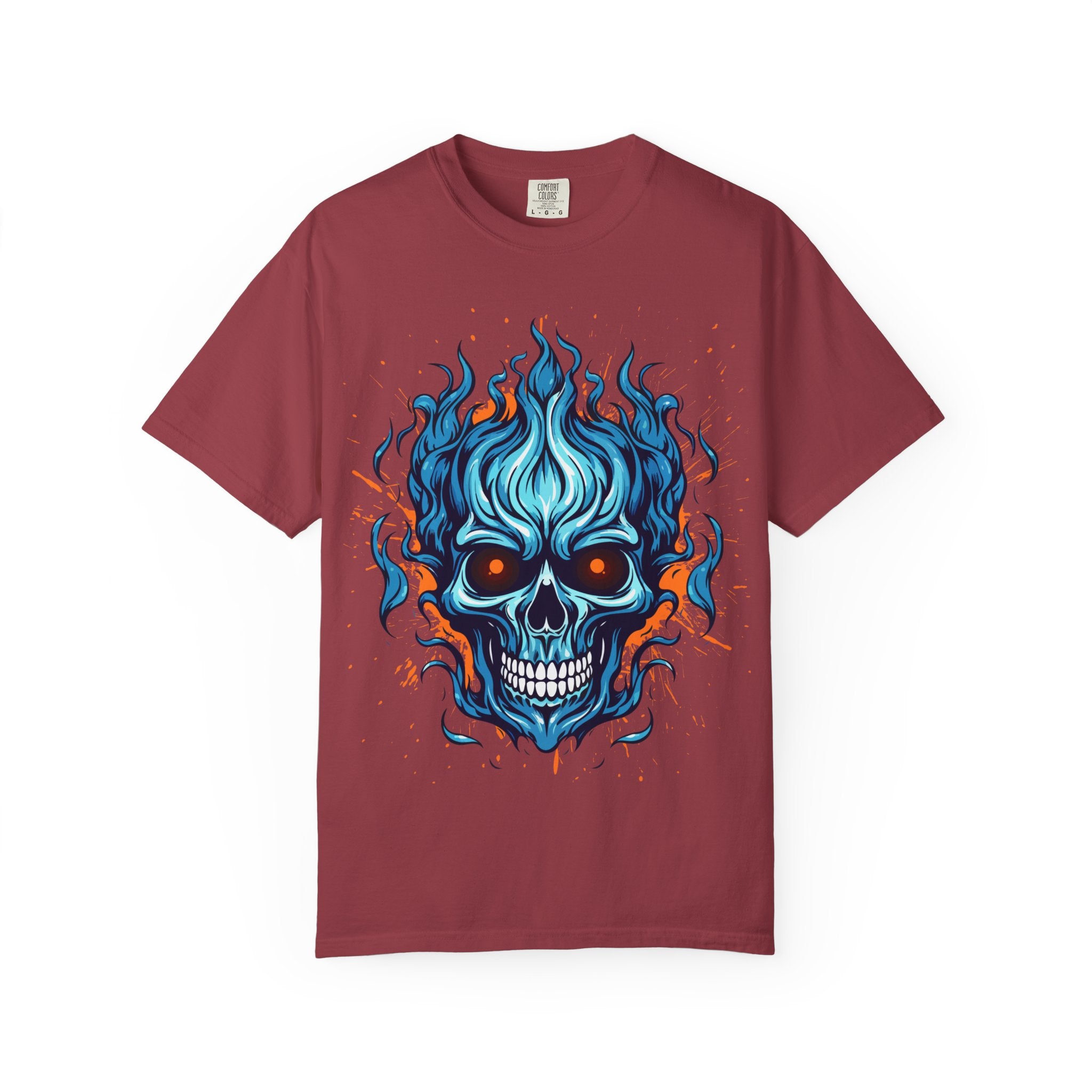 Flame Skull Graphic T-Shirt | Unisex Apparel for Rock Lovers, Halloween Costume, Edgy Style, Concert Fashion, Gift for Him/Her