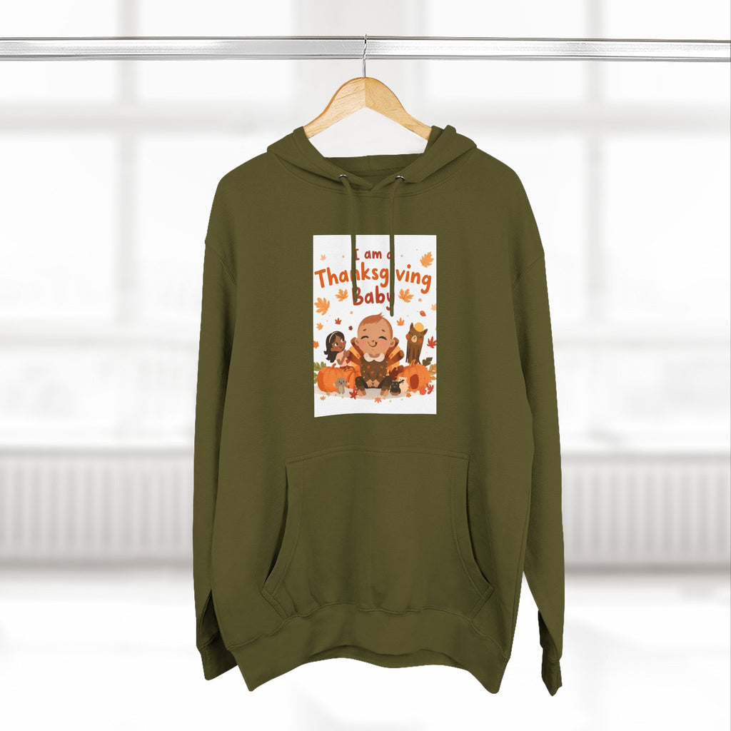 I Am A Thanksgiving Baby Three-Panel Fleece Hoodie