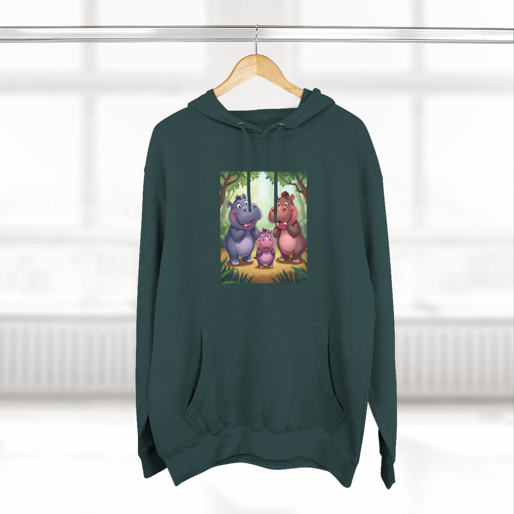 Hippo Cute Three-Panel Fleece Hoodie