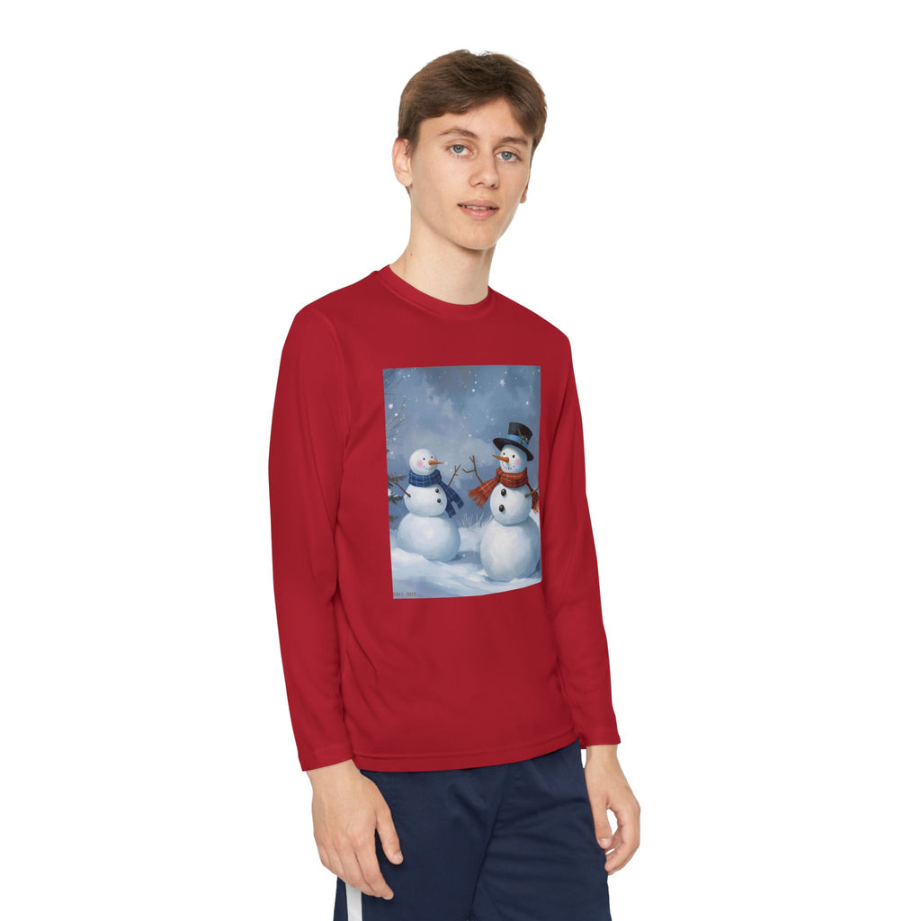 Christmas Snowman Family Youth Long Sleeve Competitor Tee