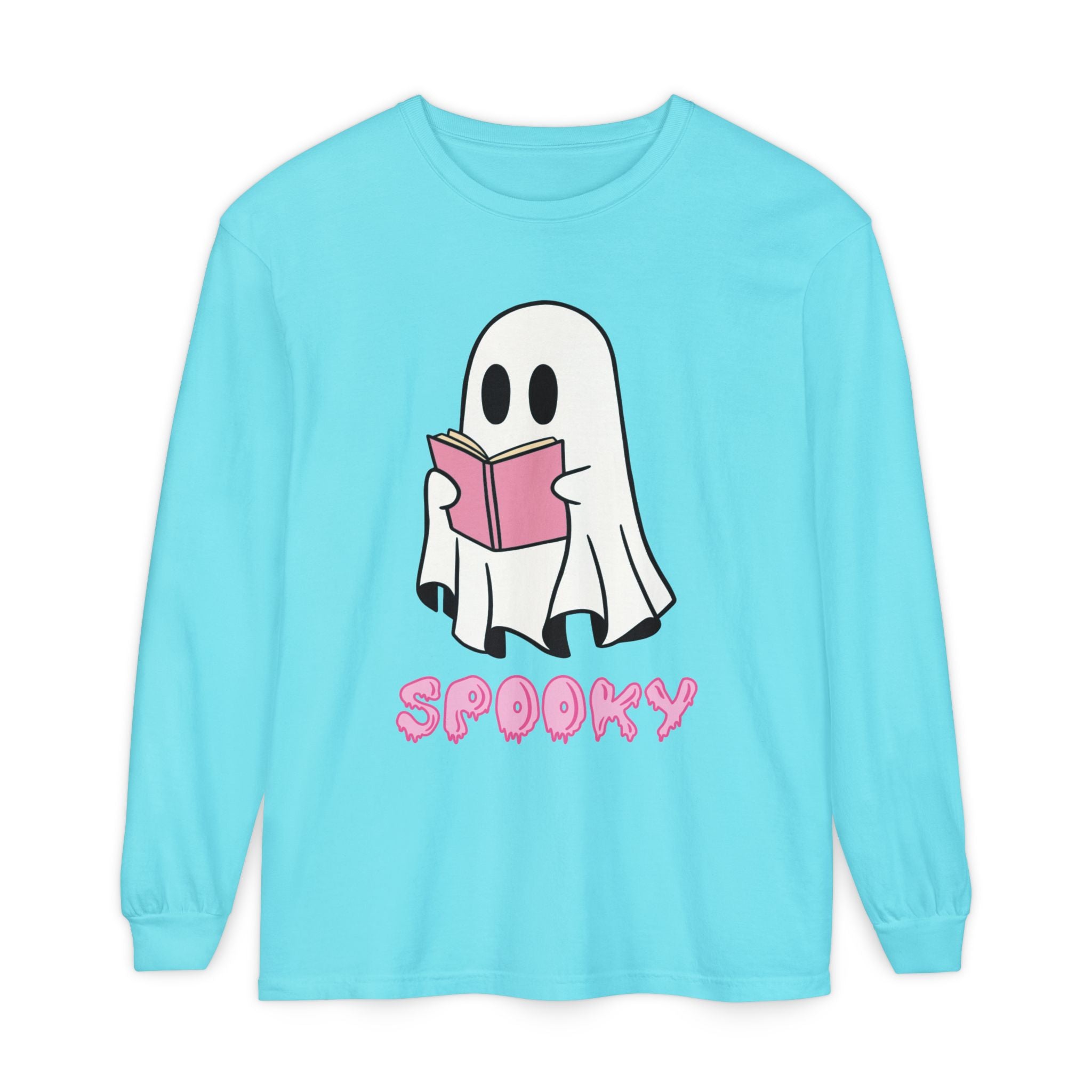 Spooky Ghost Long Sleeve T-Shirt, Halloween Shirt, Unisex Tee, Cozy Casual Apparel, Ghost Reading Book Design, Perfect for Fall [...]
