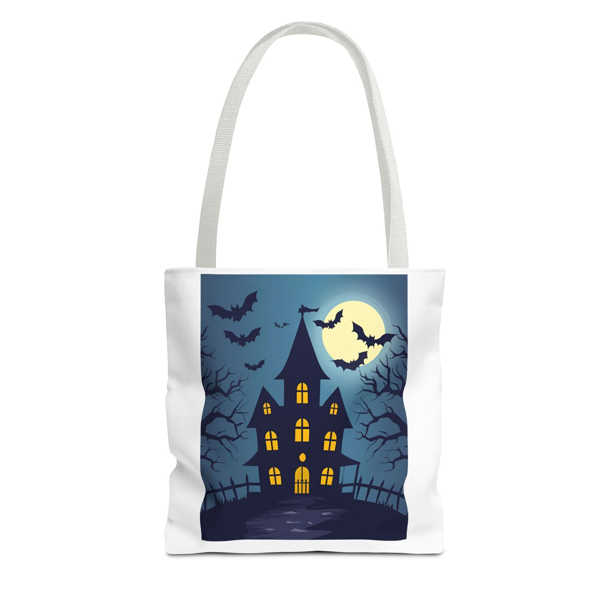 Halloween Haunted House Tote Bag, Spooky Shopping Bag, Party Favor, Trick or Treat, Autumn Accessory, Gift for Ghost Lovers, Haunted House Design