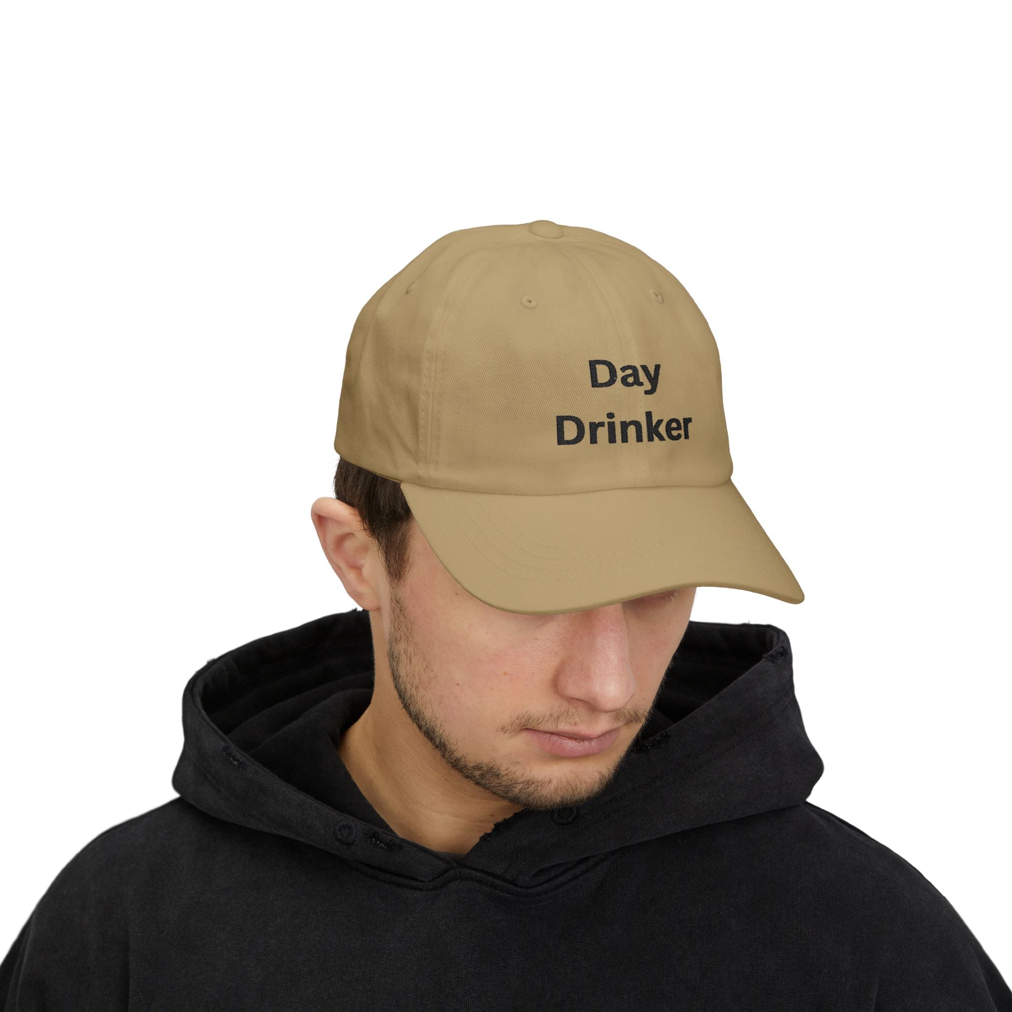 White Dad Cap with 'Day Drinker' | Casual Hat for Dads, Summer Fun, Gifts for Father's Day, Relaxed Style