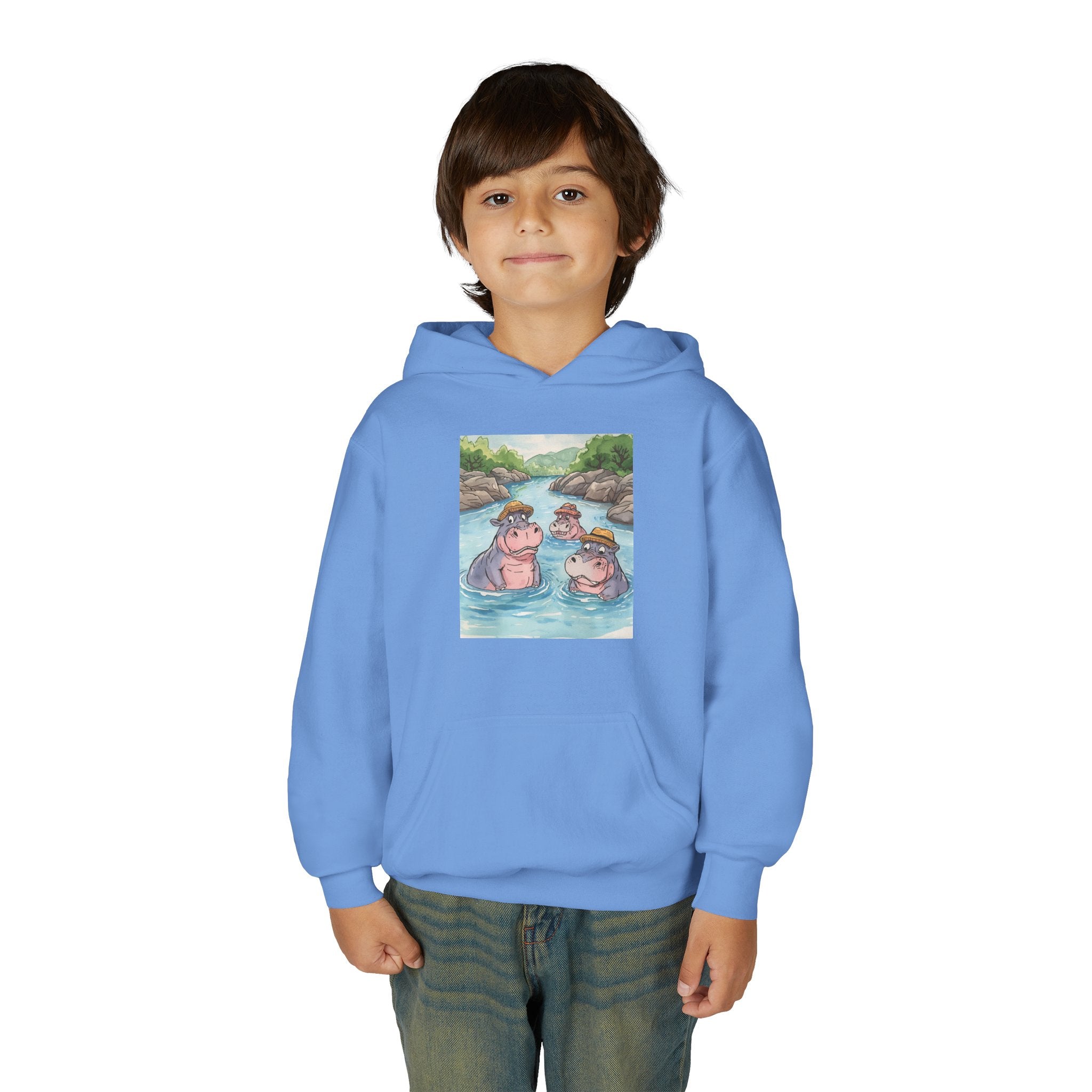 Hippo Cute Youth Heavy Blend Hooded Sweatshirt