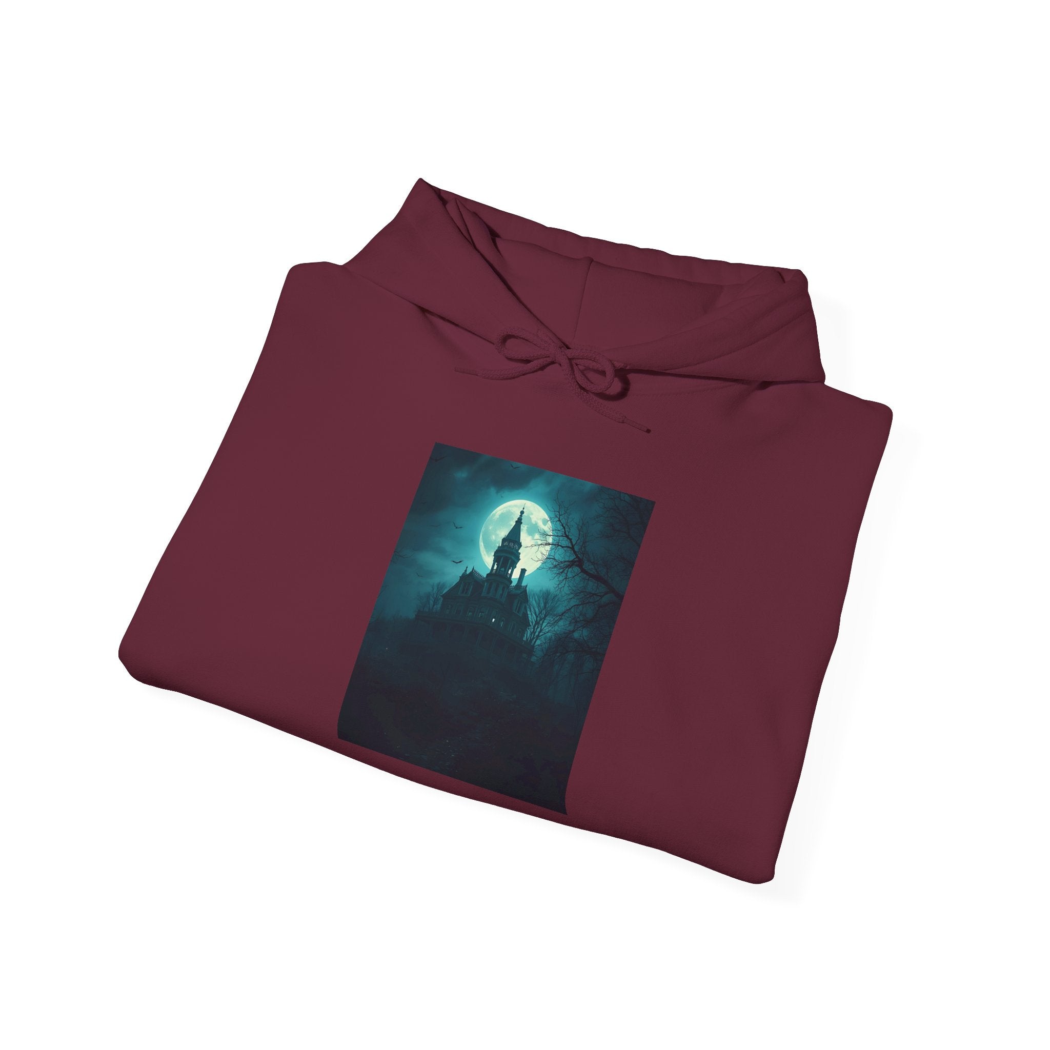 Haunted Moonlight Mystical Nightscape Hooded Sweatshirt - Cozy Casual, Unisex Fashion, Gift Idea, Halloween Apparel, Unique Statement Piece