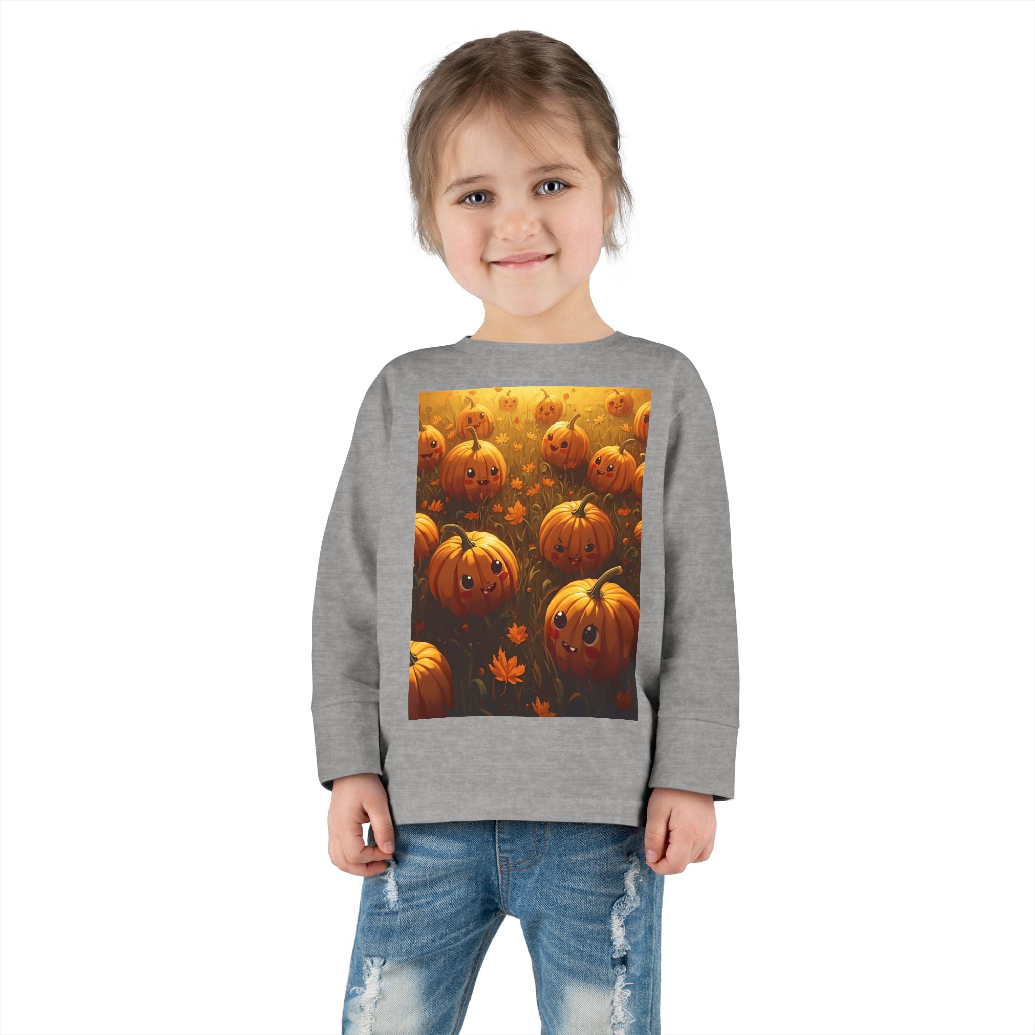 Halloween Pumpkin Toddler Long Sleeve Tee, Cute Fall Shirt, Kids Halloween Costume, Pumpkin Patch, Toddler Gift, Holiday Apparel