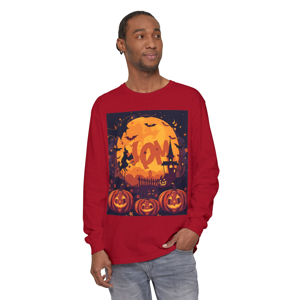 Halloween Pumpkin Long Sleeve T-Shirt, Unisex Spooky Shirt, Fall Apparel, Halloween Costume, Cozy Autumn Top, Halloween Party Wear