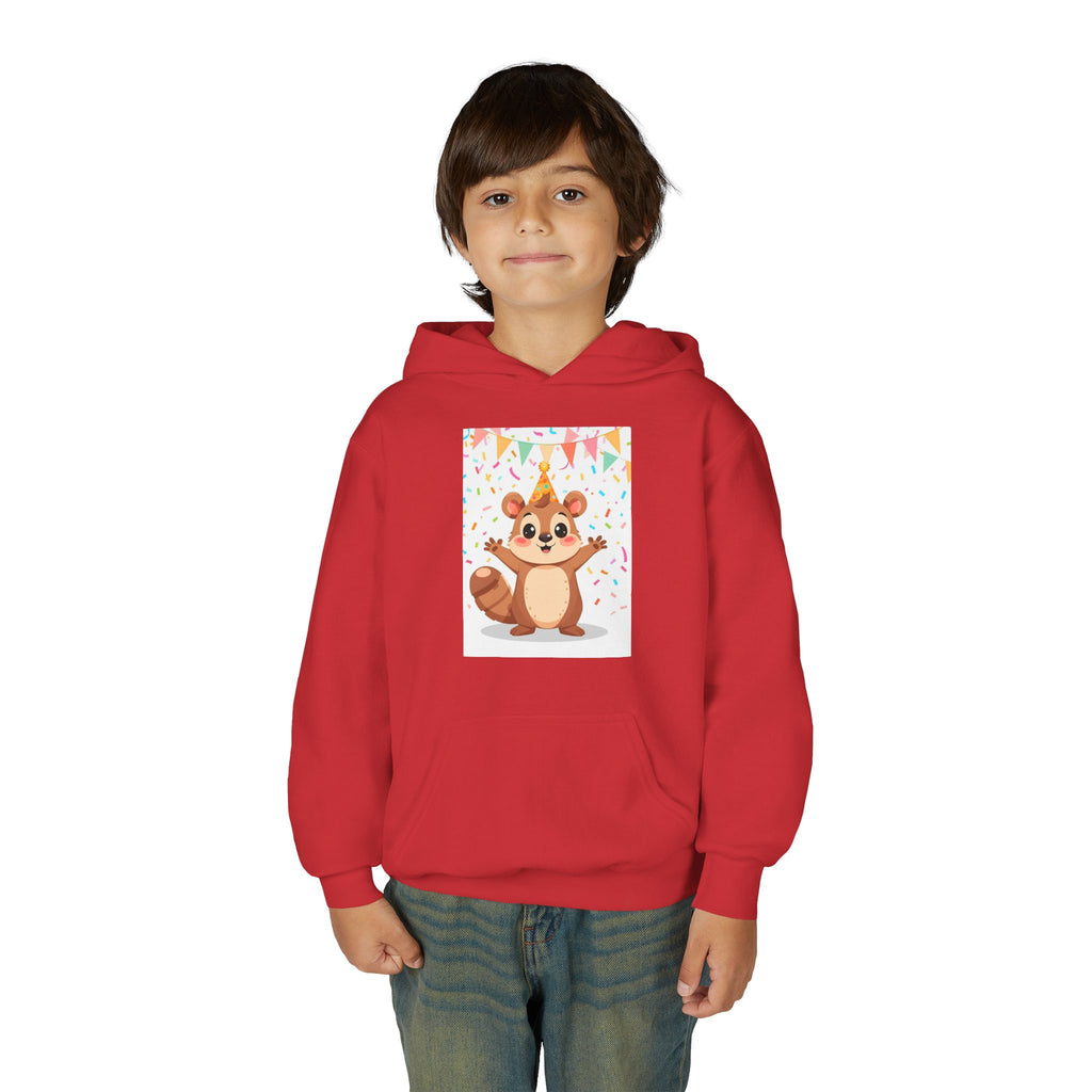 Party Animal With Squirl Youth Heavy Blend Hooded Sweatshirt