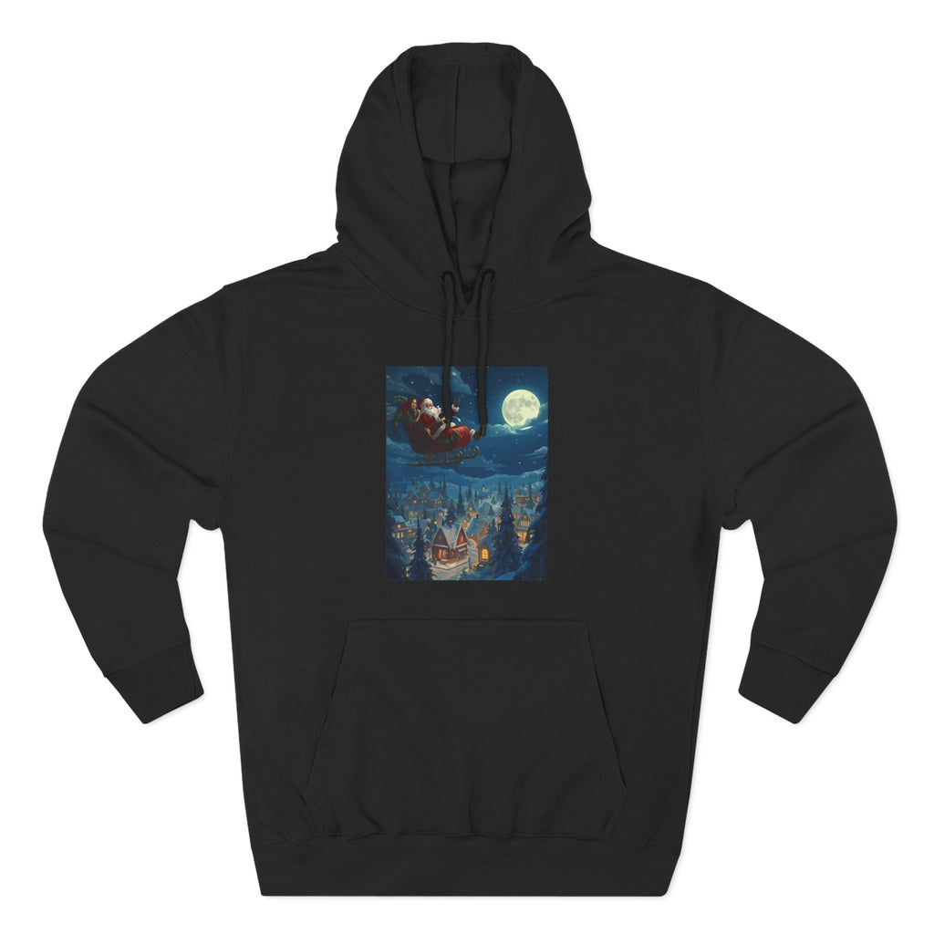 Christmas Santa Sleigh Three-Panel Fleece Hoodie