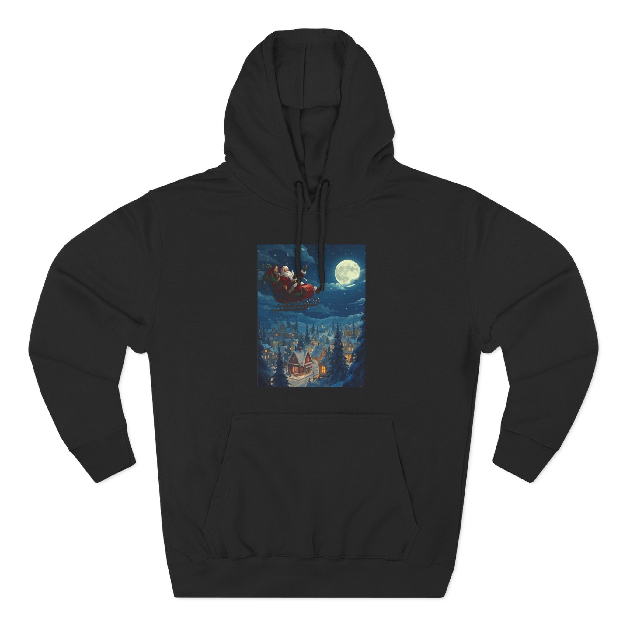 Christmas Santa Sleigh Three-Panel Fleece Hoodie