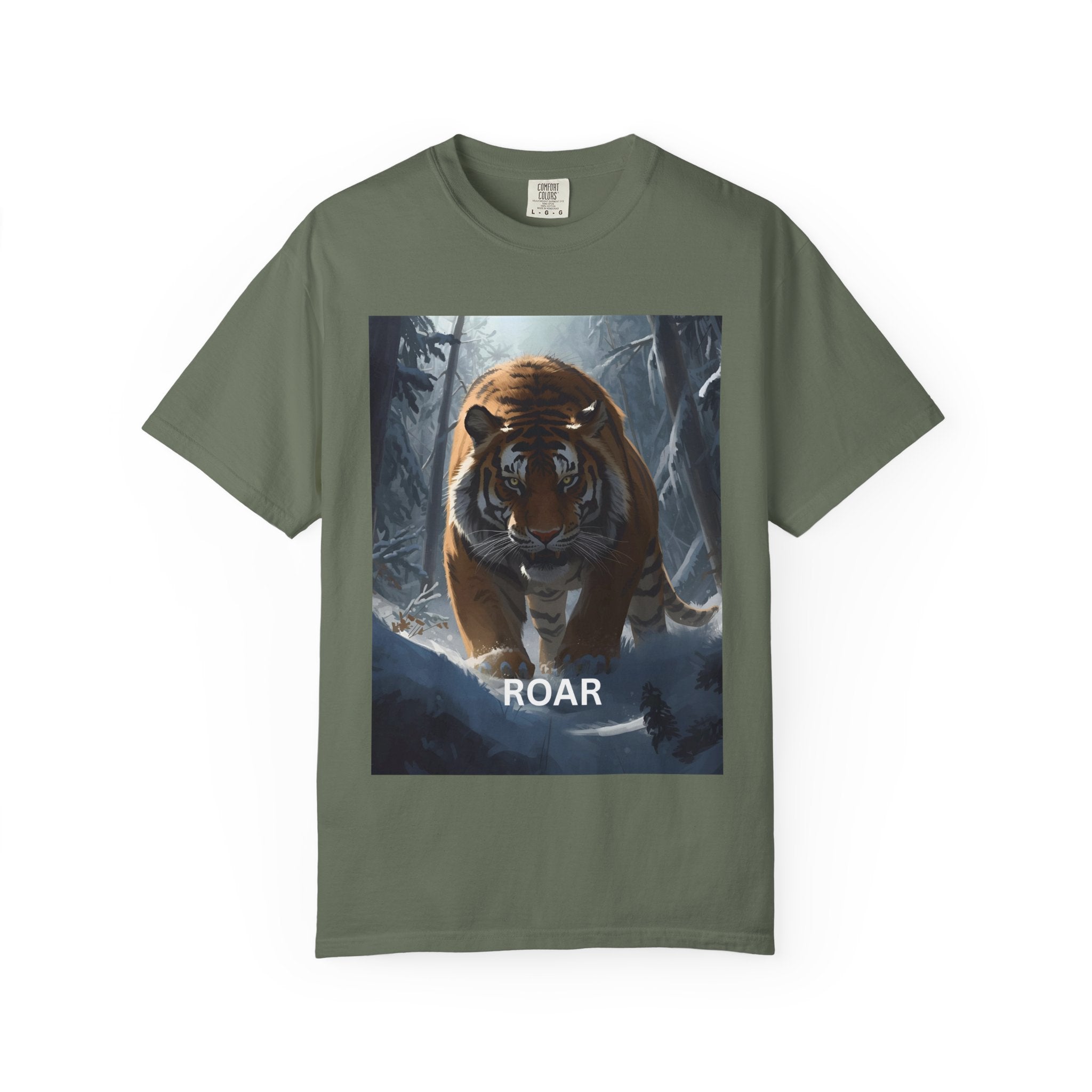Tiger Roar Snow Unisex T-Shirt, Animal Lover Gift, Wildlife Tee, Casual Wear, Adventure Shirt, Nature Inspired Apparel