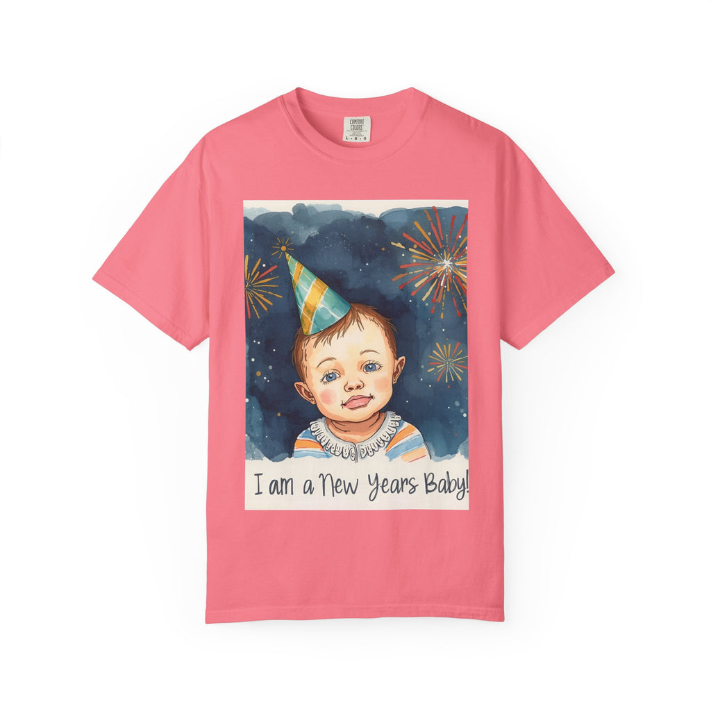 New Year's Baby T-Shirt, Unisex Garment-Dyed Tee, Cute Holiday Shirt, Baby Celebration Apparel, Party Outfit, New Year Gift