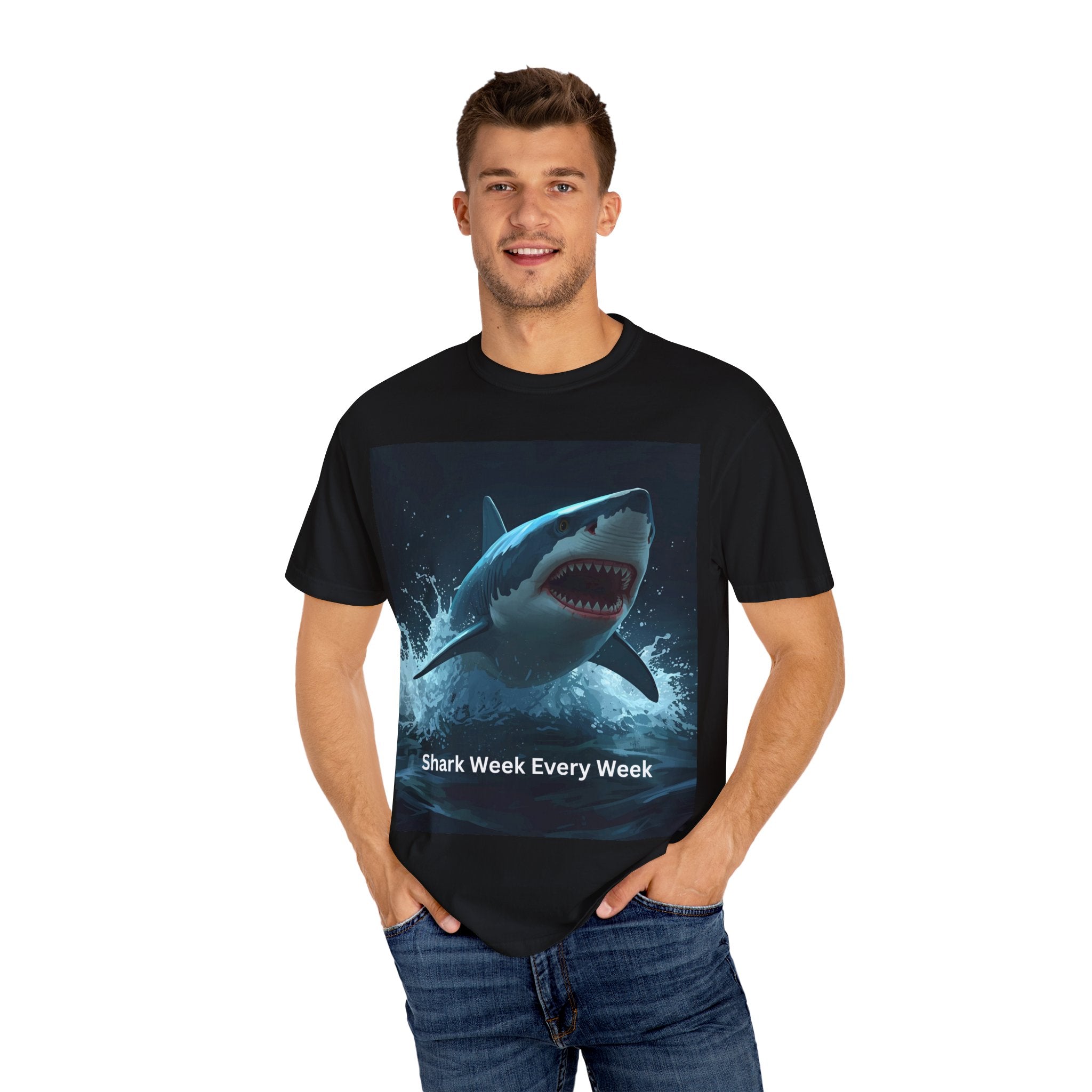 Shark Week T-Shirt, Unisex Casual Tee, Ocean Lover Gift, Summer Apparel, Marine Life Shirt, Beachwear