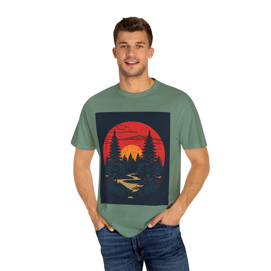 Sunset Forest Unisex Tee, Outdoor Adventure Shirt, Nature Lover Gift, Casual Stylish Top, Fall Fashion T-shirt