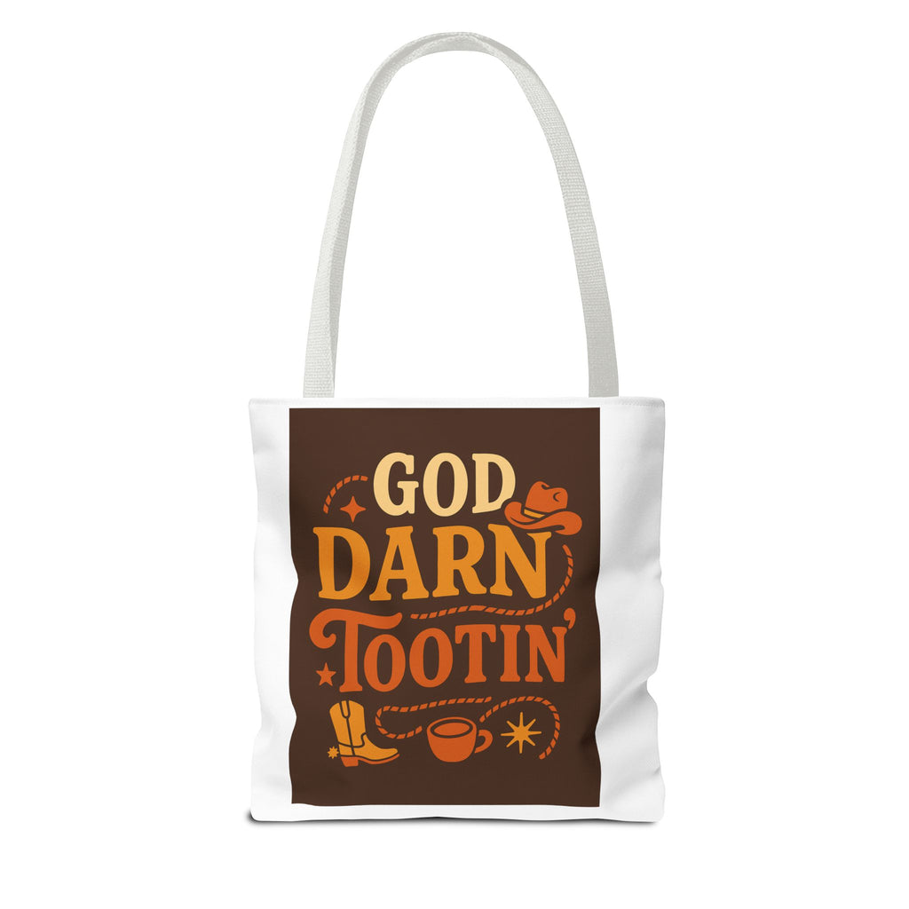 Western-Themed Tote Bag with 'God Darn Tootin' Design, Cowgirl Tote, Funny Grocery Bag, Cowboy Gift, Unique Beach Bag, Tote for Festivals